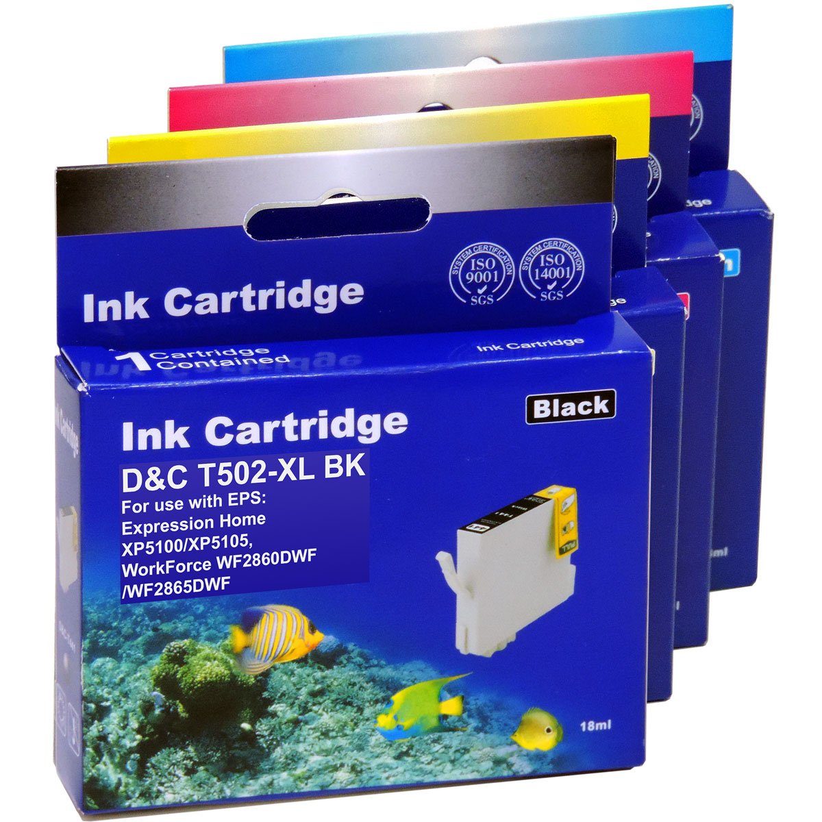 Kompatibel Epson Fernglas, T02W6, 502XL, C13T02W64010 Multipack 4-Farb Tintenpatrone (Set, XP-5150)