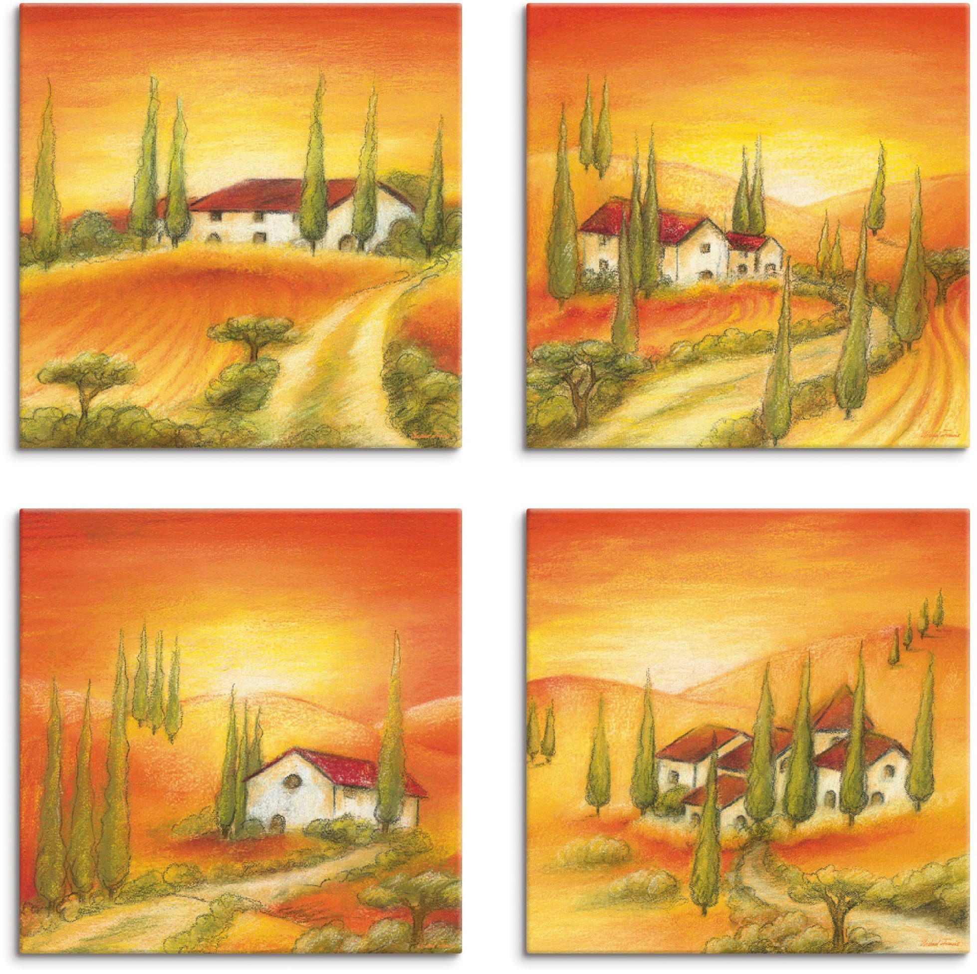 Artland Leinwandbild Toskanisches Dorf I, -II, -III, -IV, Europa (4 St), 4er Set, verschiedene Größen
