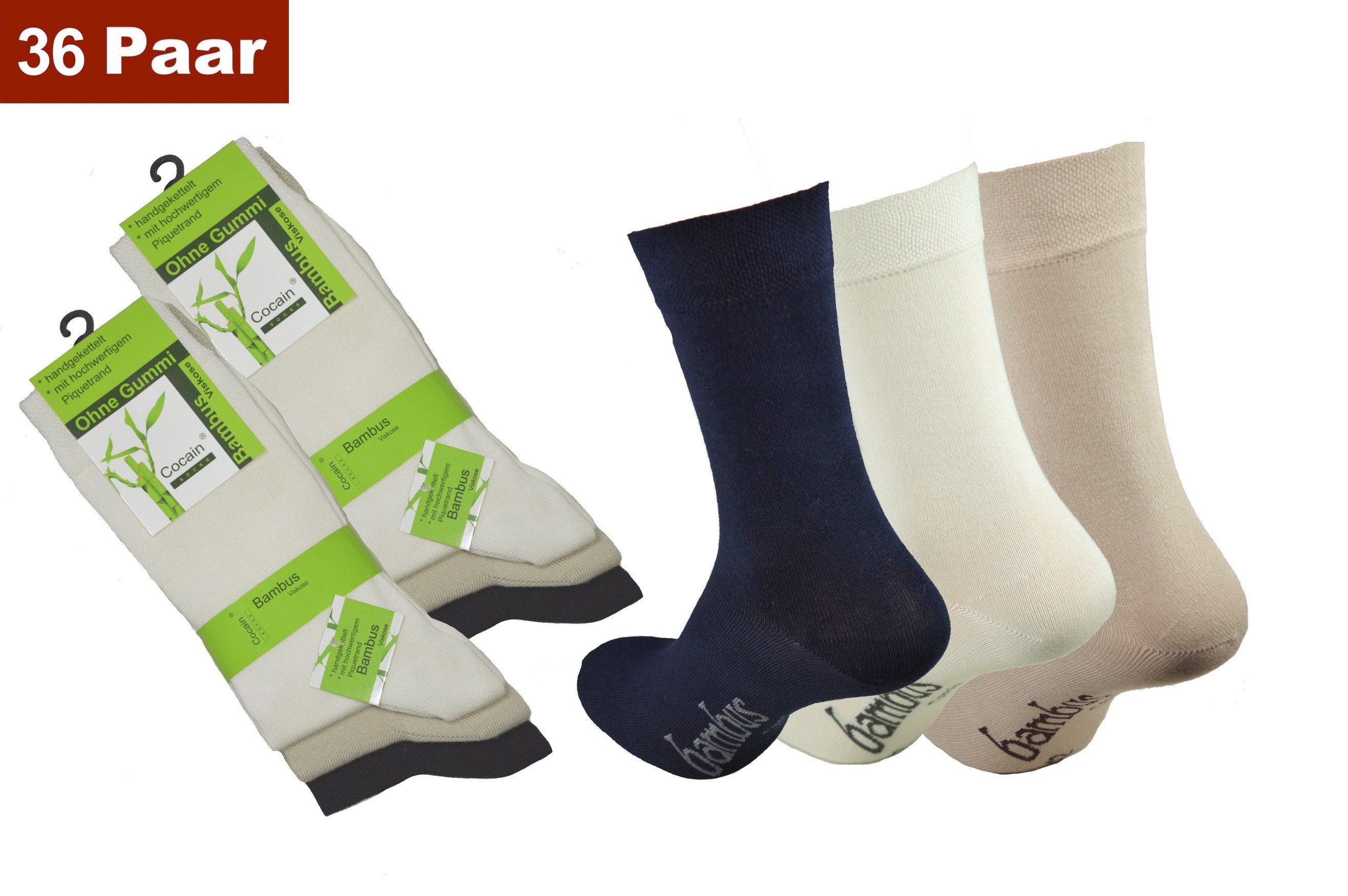 Cocain underwear Funktionssocken Damen Bambus Socken atmungsaktive Naturfaser Bambussocken Bamboo Natur (36-Paar) schweissmindernd