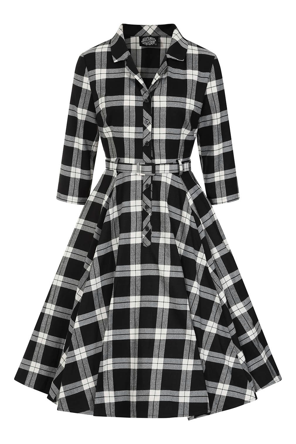 Hearts & Roses London A-Linien-Kleid Lacey Tartan Retro Vintage Fit-N-Flare günstig online kaufen