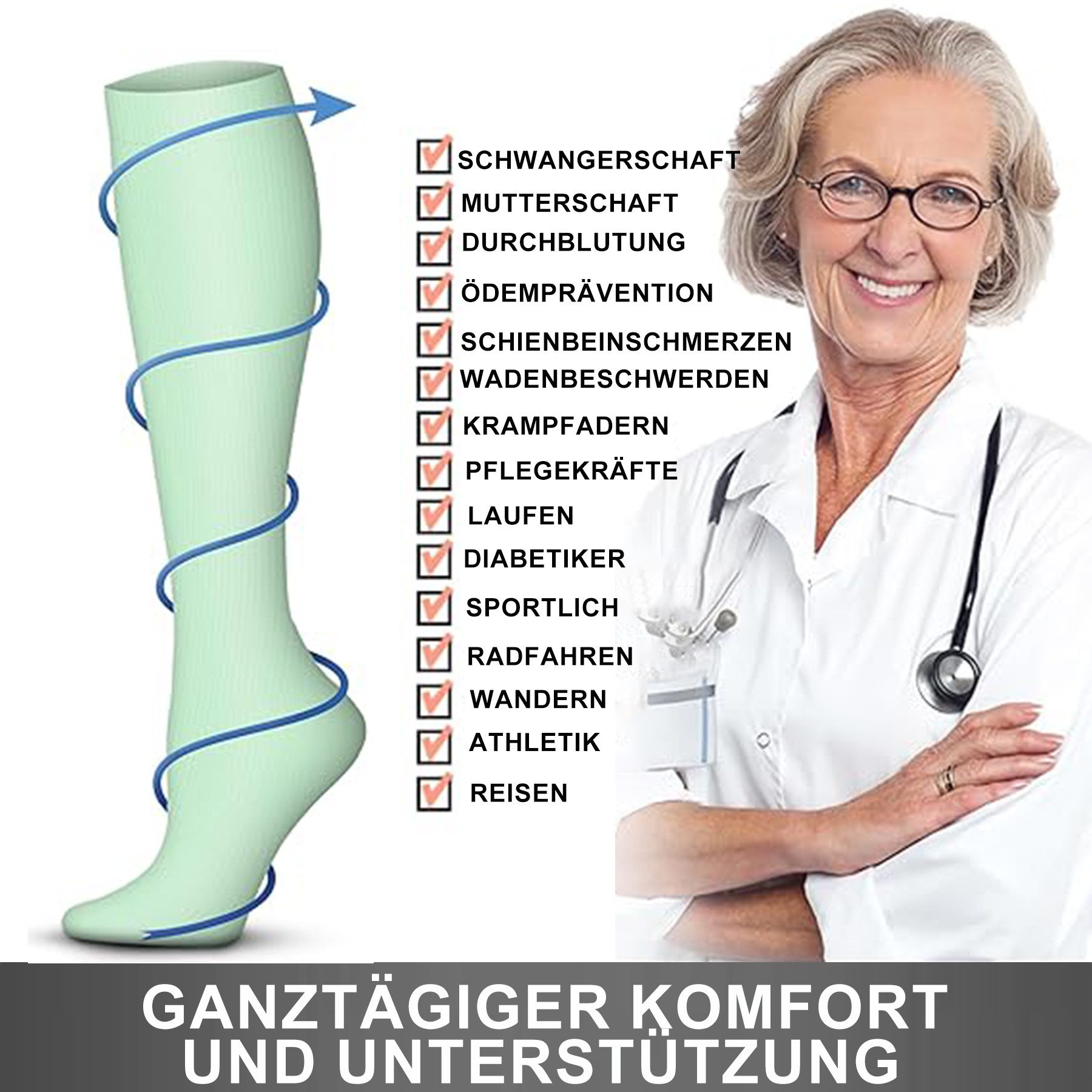 Mutig Kompressionsstrümpfe 6 Paar Kompressionsstrümpfe 15-30mmHg,Stützstrümpfe für Damen & Herren (für Flug, Sport, Laufen, Radsport, Krankenschwester,Schwangerschaft, 6 Paar Medizinstrümpfe für Krankenschwestern auf Flugreisen) Bunte Stützstrümpfe,Abgestufte Kompression,Fördert die Durchblutung