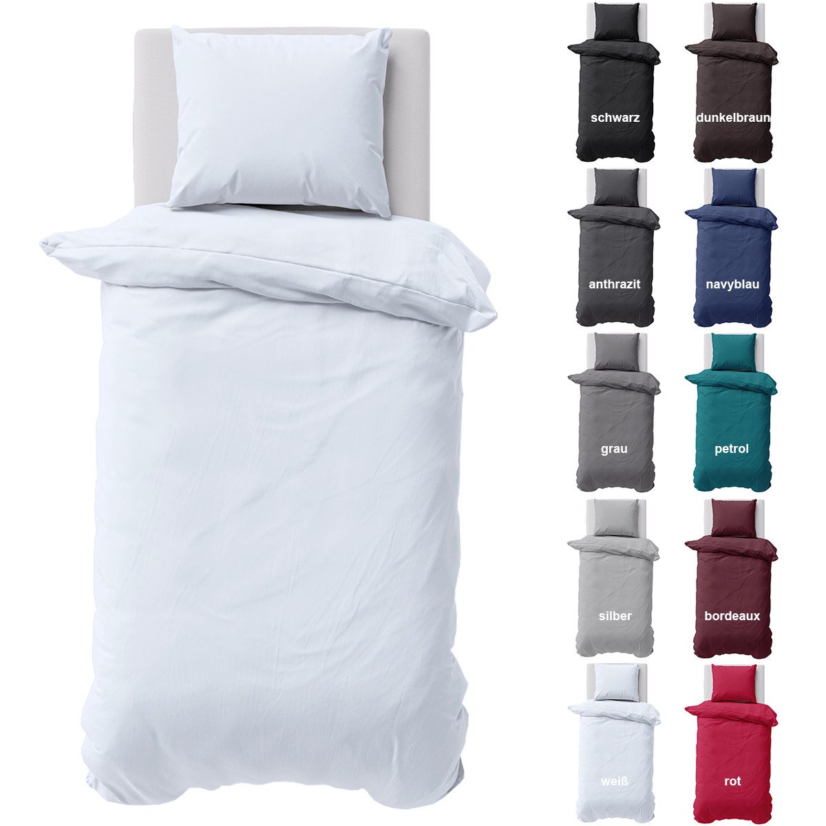Visaggio Bettwäsche Baumwolle Uni Bettbezug Set günstig online kaufen