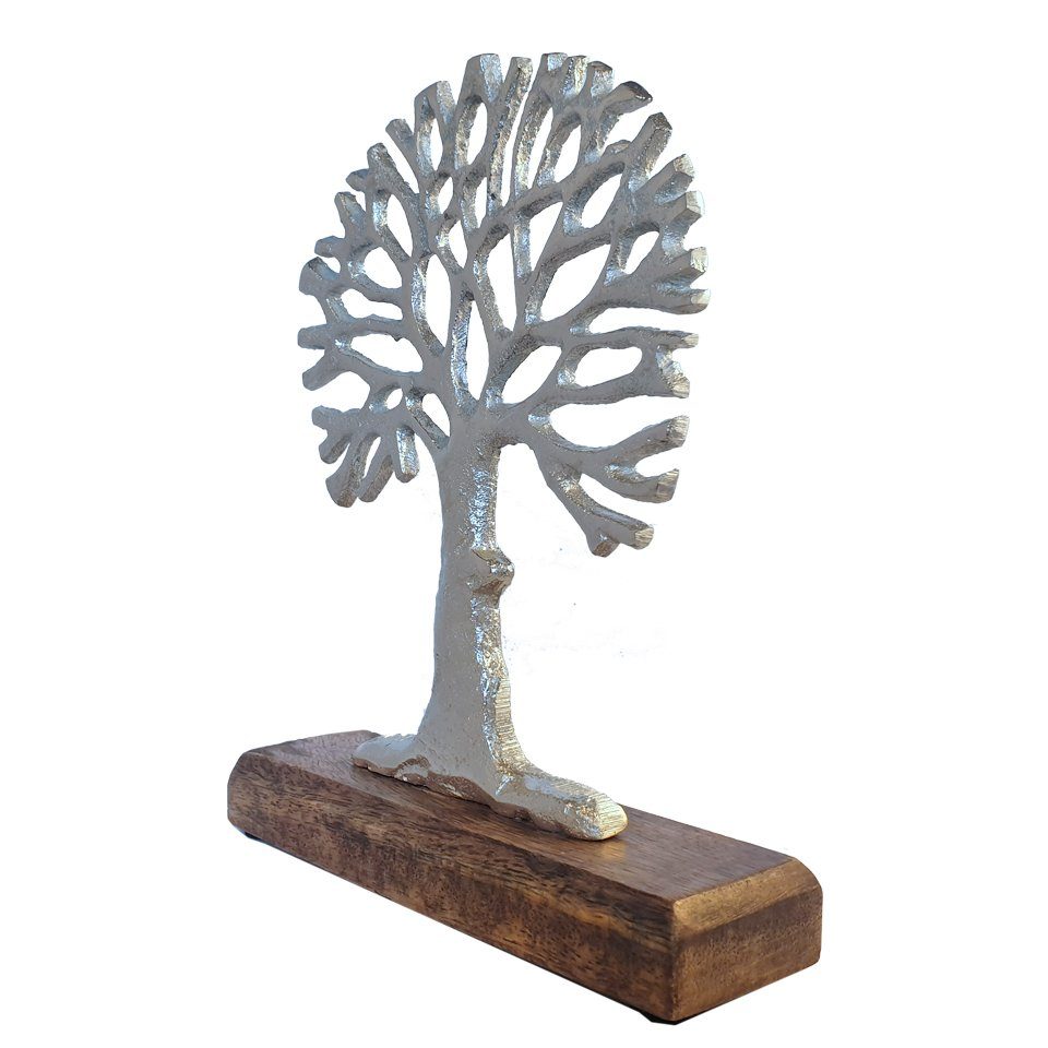 mit Aluminiumbaum Alu-Holz-Style aus Lebensbaum, Dekobaum Sockel Goldbach moderner Mangoholz,