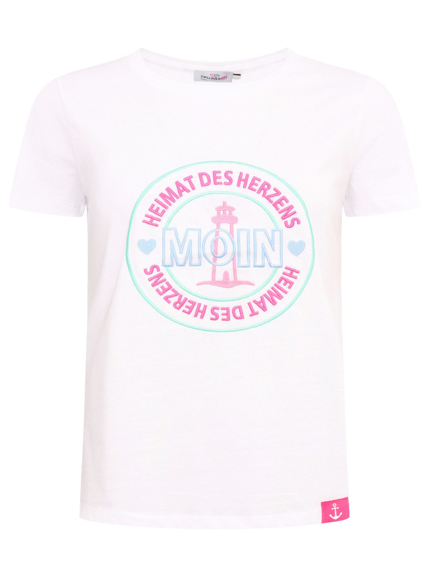 Zwillingsherz T-Shirt "Heimat des Herzens" Stickerei, Kurzarm, Rundhalsauss günstig online kaufen