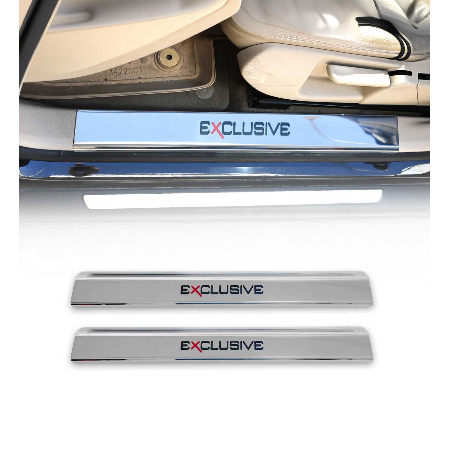 OMAC Zierleisten-Aufkleber Einstiegsleisten für Seat Alhambra Altea Cordoba Ibiza Chrom 2x, (2tlg), Langlebig,Einfache Reinigung,Einfache Installation,Rostbeständig