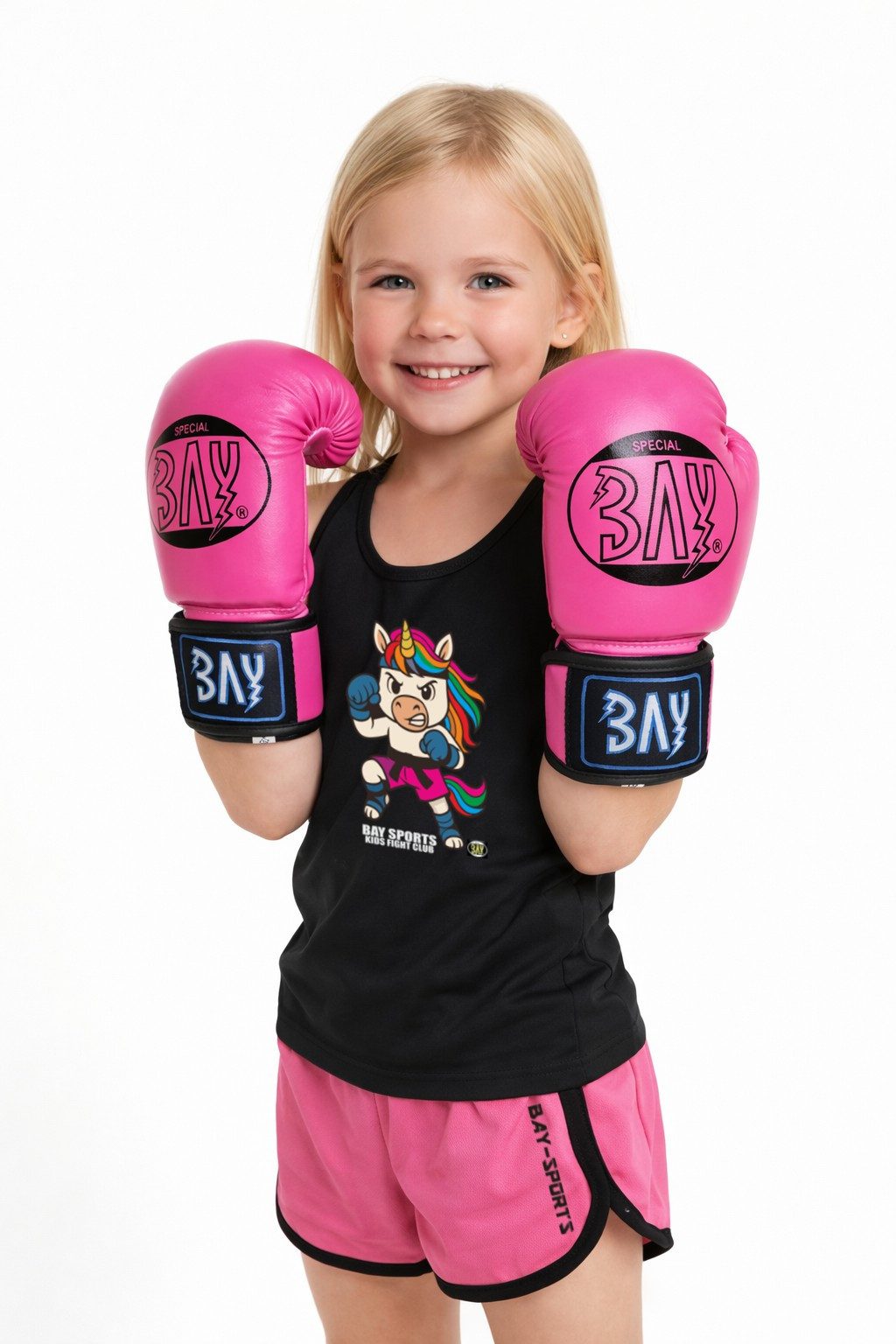 BAY-Sports Boxhandschuhe Future Box-Handschuhe pink schwarz rosa Boxen Kickboxen Damen Kinder (Paar), Damen, Frauen, Mädchen, Kunstleder, Klett, geformtes Schaumteil