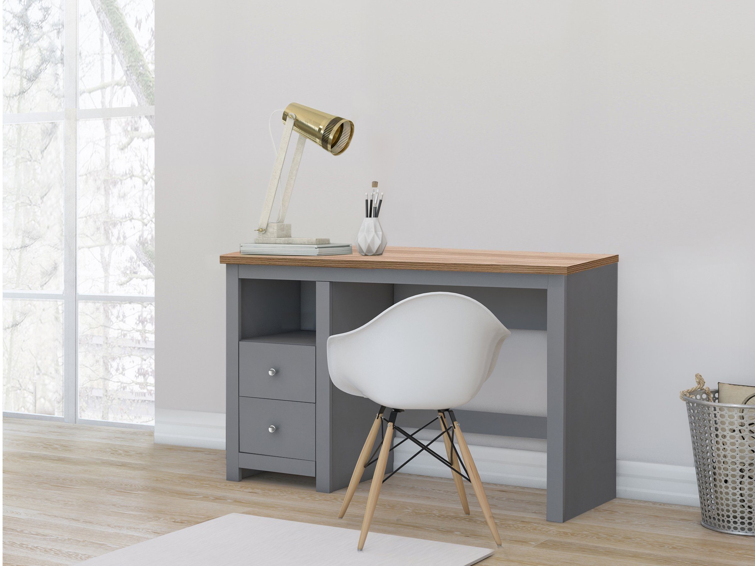 loft24 Schreibtisch Eddie, Arbeitstisch mit 2 Schubladen im Landhausstil günstig online kaufen