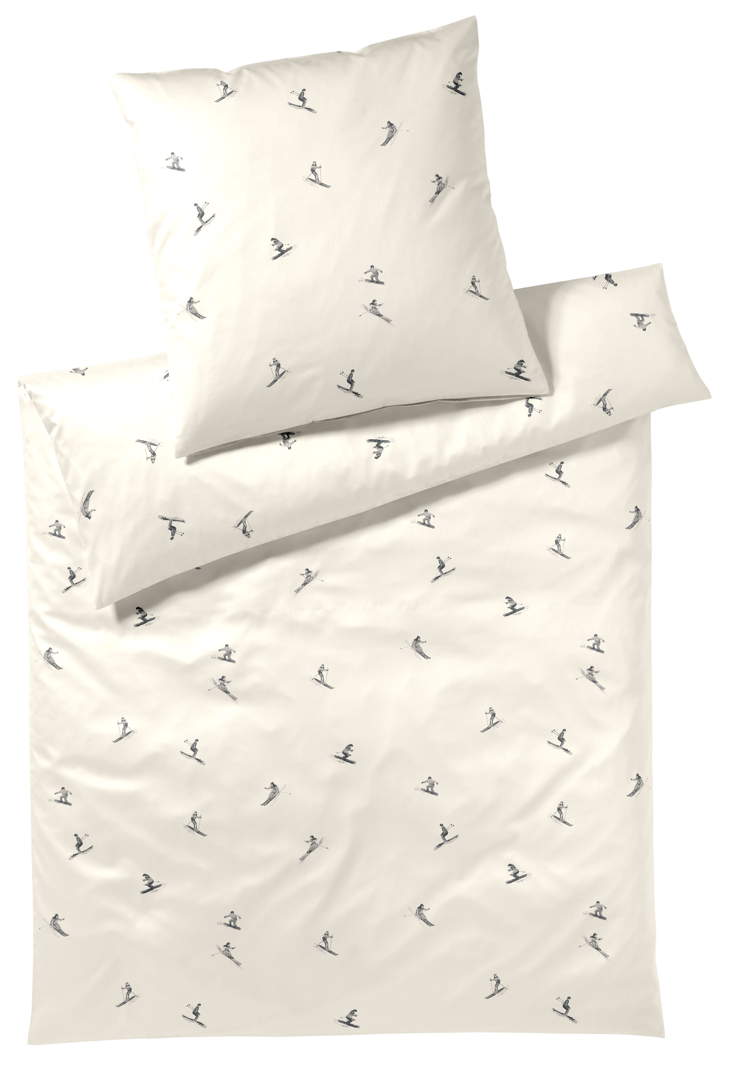 Elegante Bettwäsche Mono Ski, Mako-Satin, 2 teilig, angenehmes Hautgefühl
