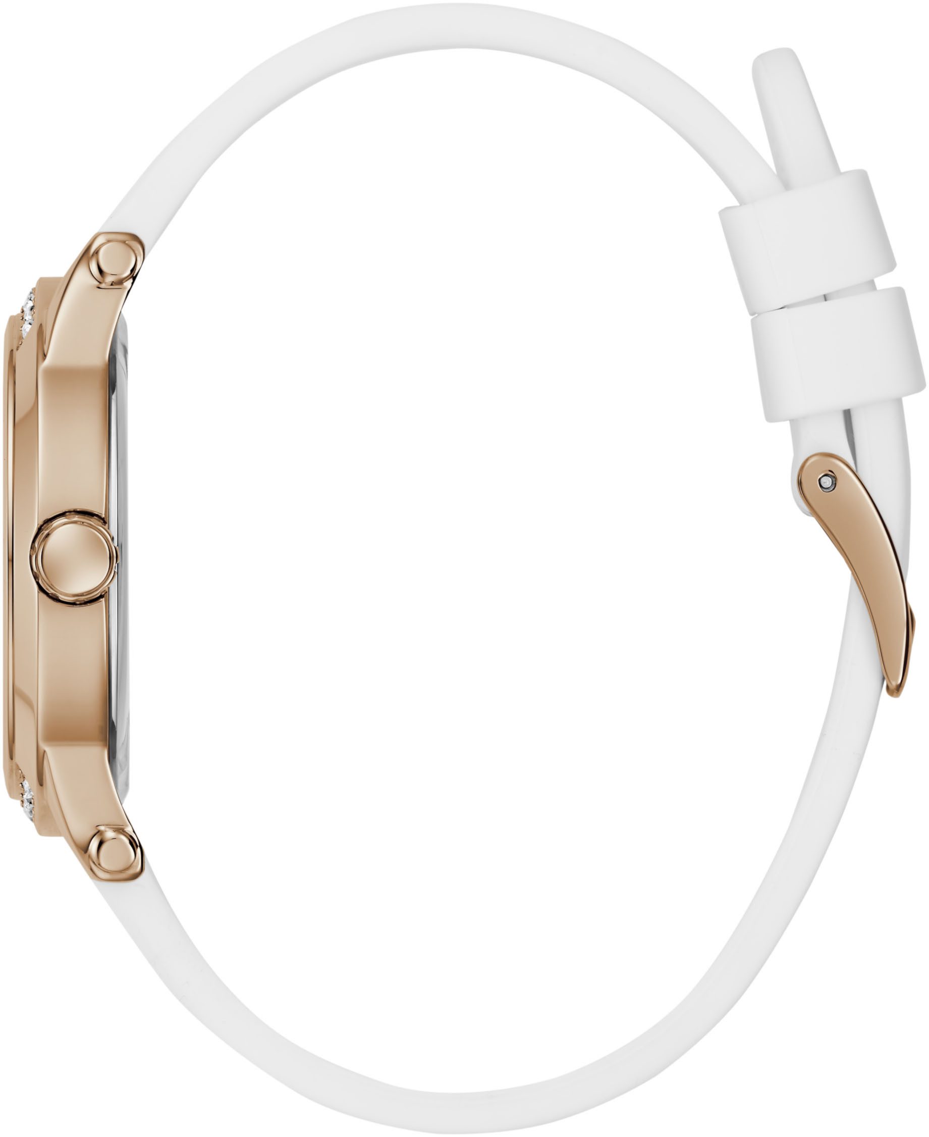Guess Quarzuhr ANNETTE GW0860L4, Armbanduhr, Damenuhr, Silikonarmband, analog, Kristallsteine
