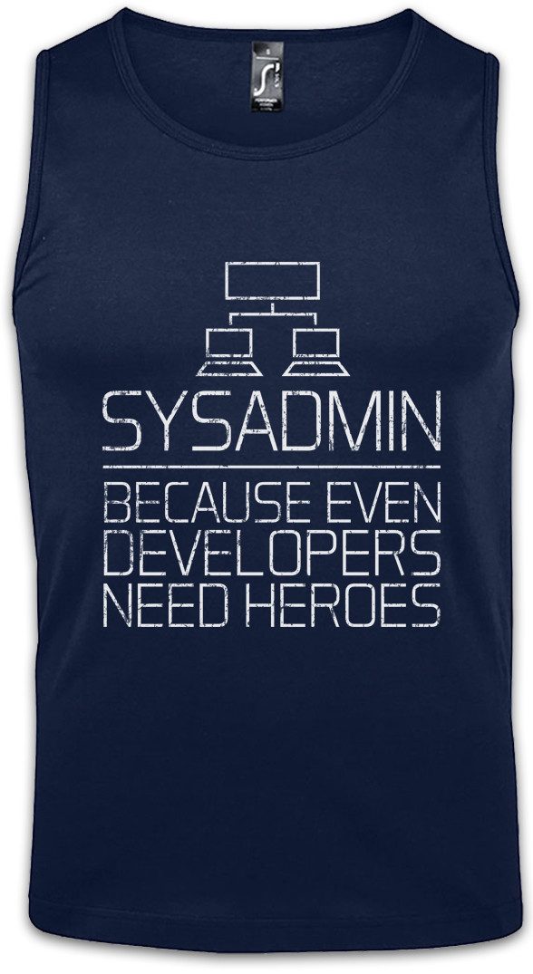 Tanktop Sysadmin Even Developers Need Heroes Ärmelloses T-Shirt Gamer Nerd