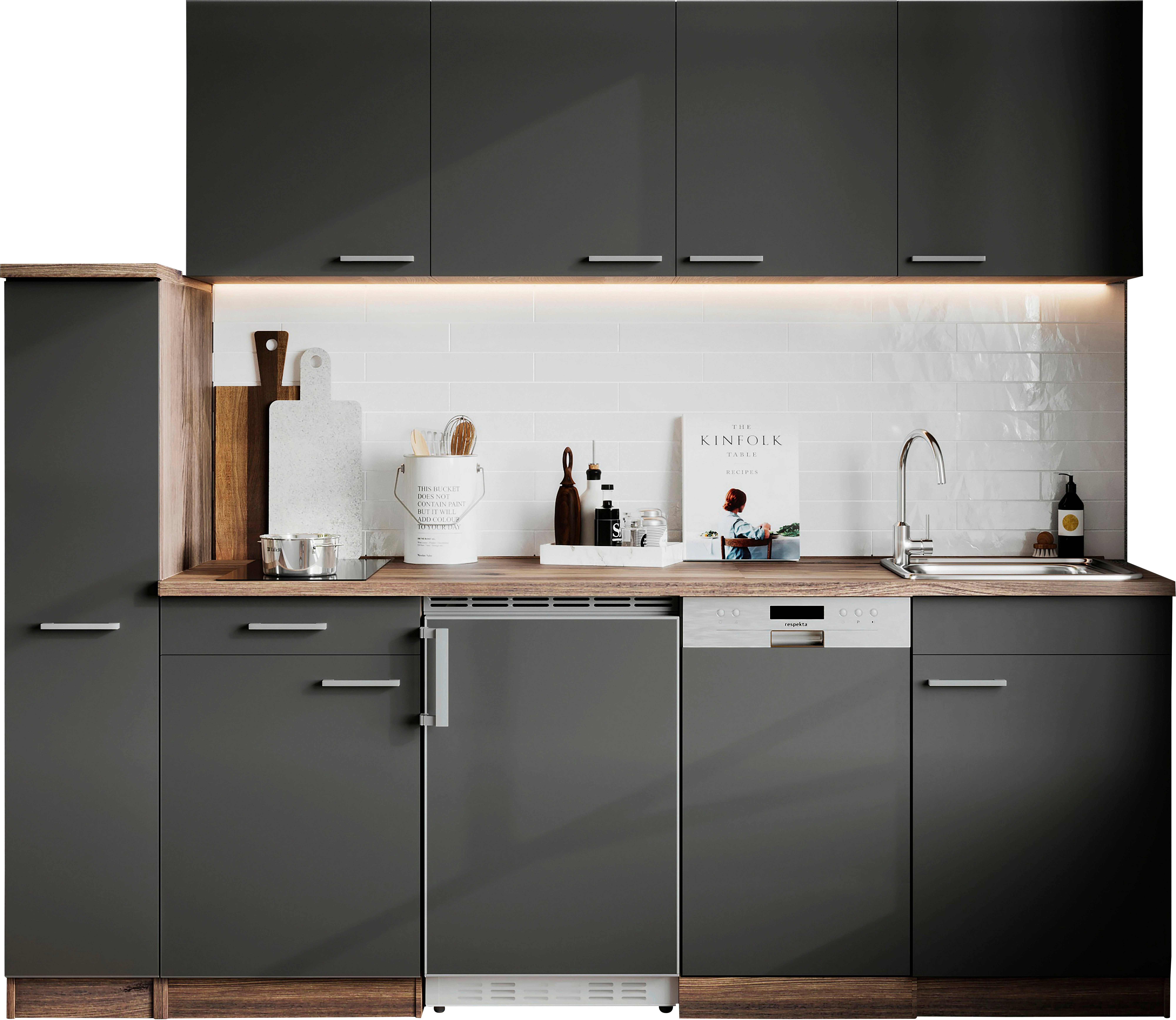 RESPEKTA Küche Oliver, Breite 225 cm, wechselseitig aufbaubar