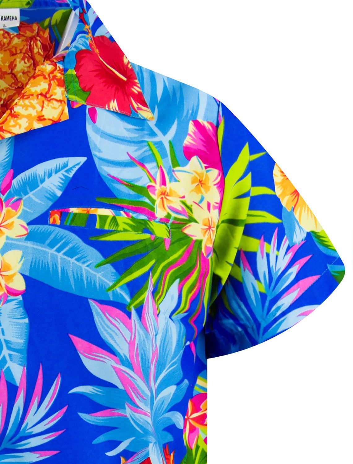 King Kameha Hawaiihemd Pineapple Übergrößen 7XL-12XL Kurzarm Front-Tasche Stylish Unisex