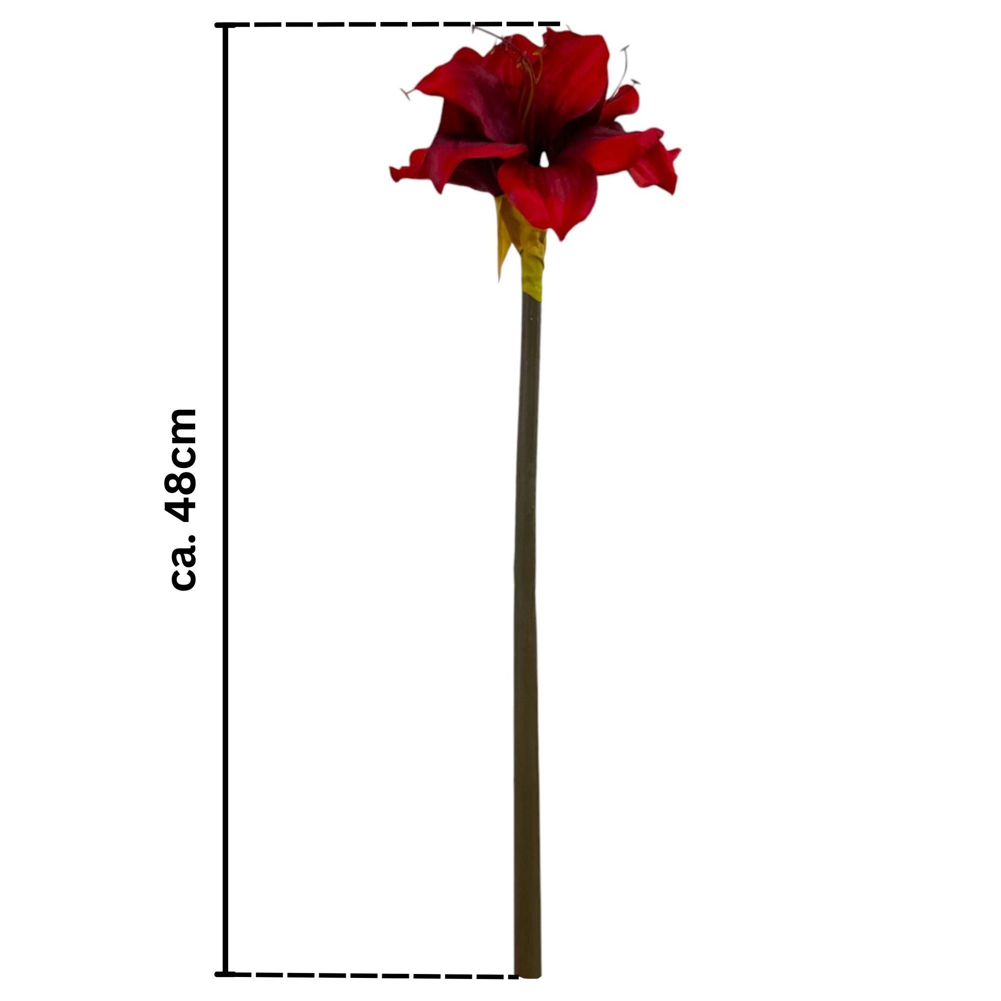 Kunstblume Kunstblume Amaryllis ca. 48cm. 1 Stängel mit 3 Blüten, Floratexx GmbH, Höhe 48.00 cm – Bild 3 von 3