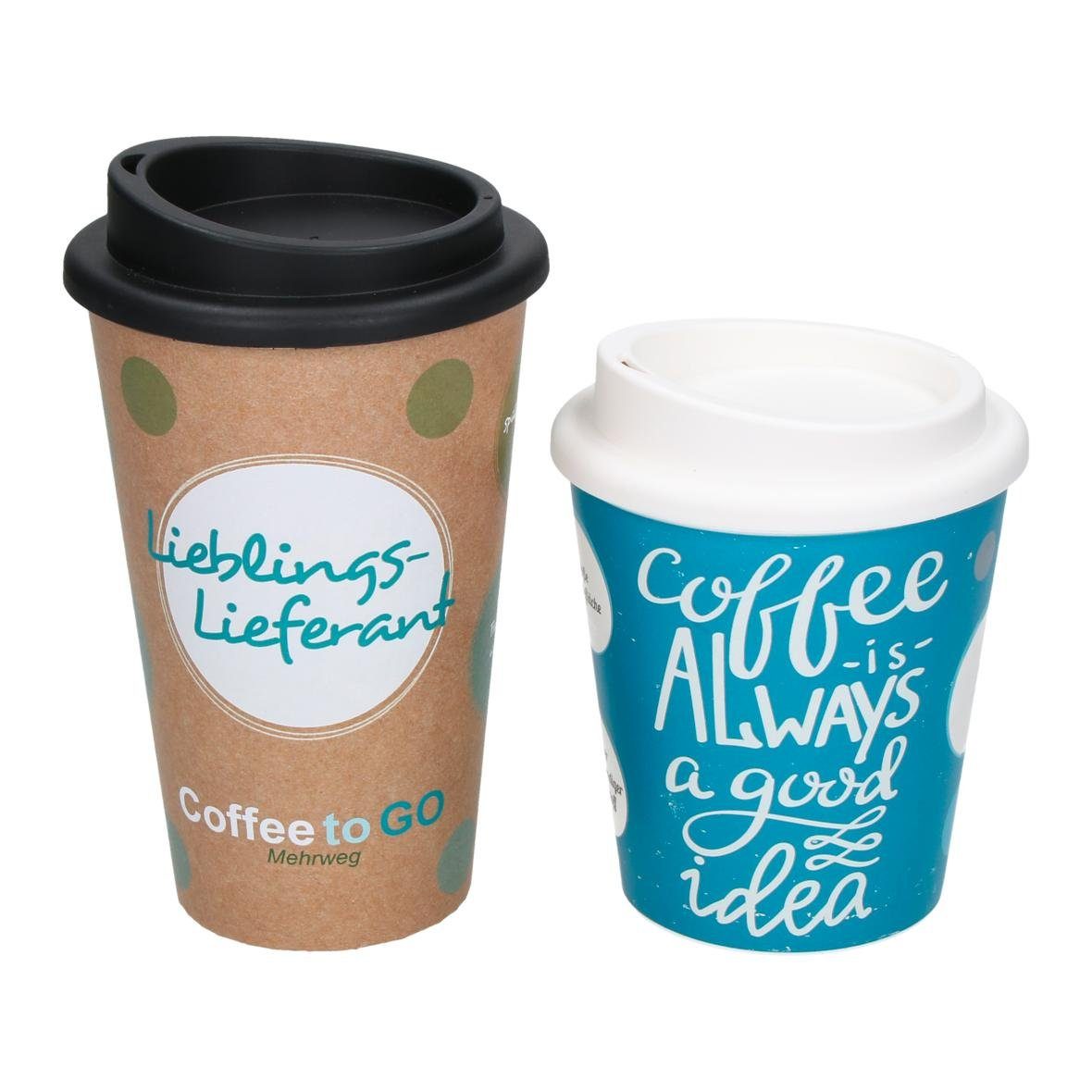 elasto Coffee-to-go-Becher doppelwandiger Kaffeebecher mit Deckel 250ml für unterwegs, Made in Germany, BPA-frei, 100% recyclebar, Heißgetränke, Teebecher