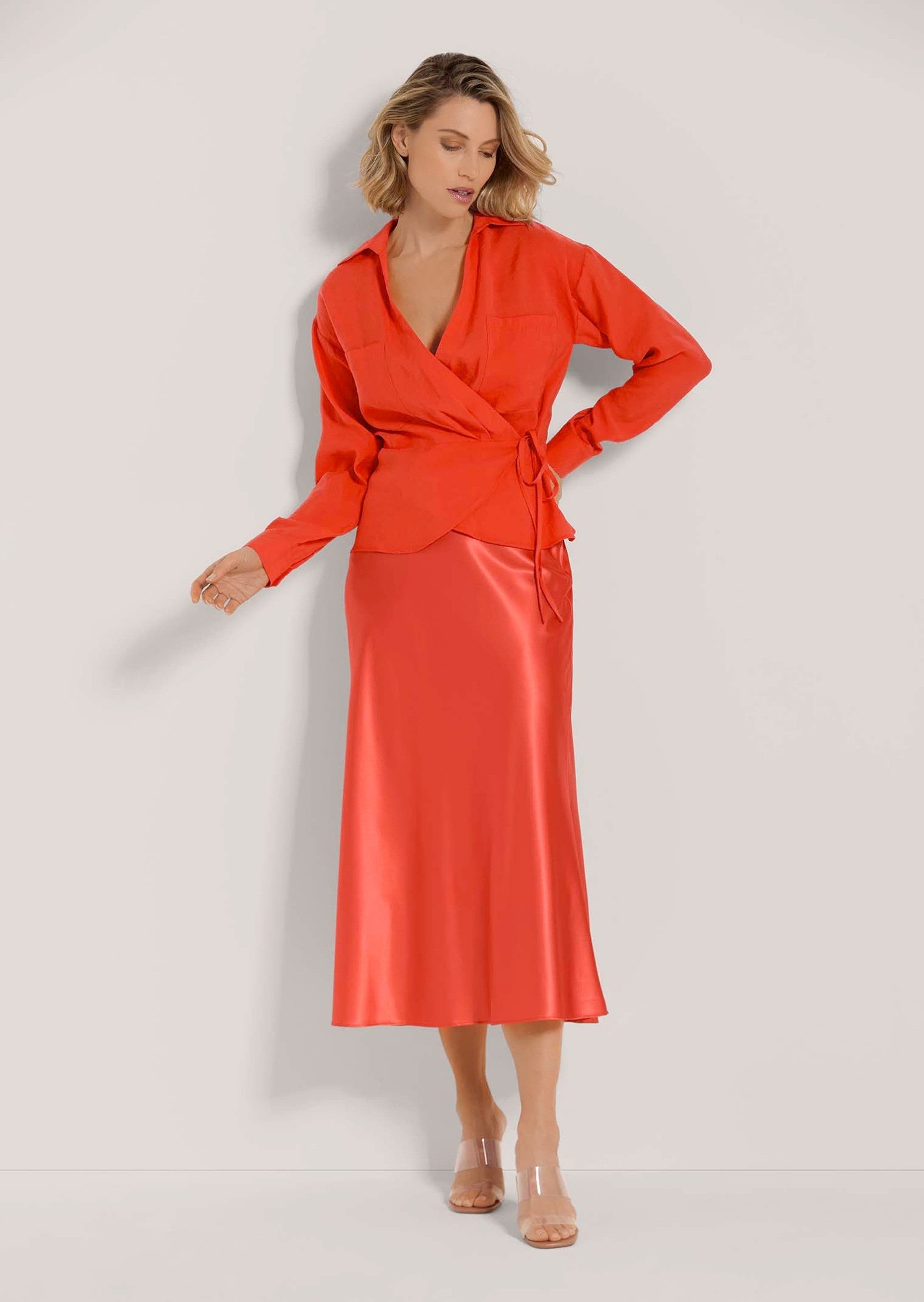 MADELEINE Langarmbluse Wickelbluse mit Schößchen günstig online kaufen