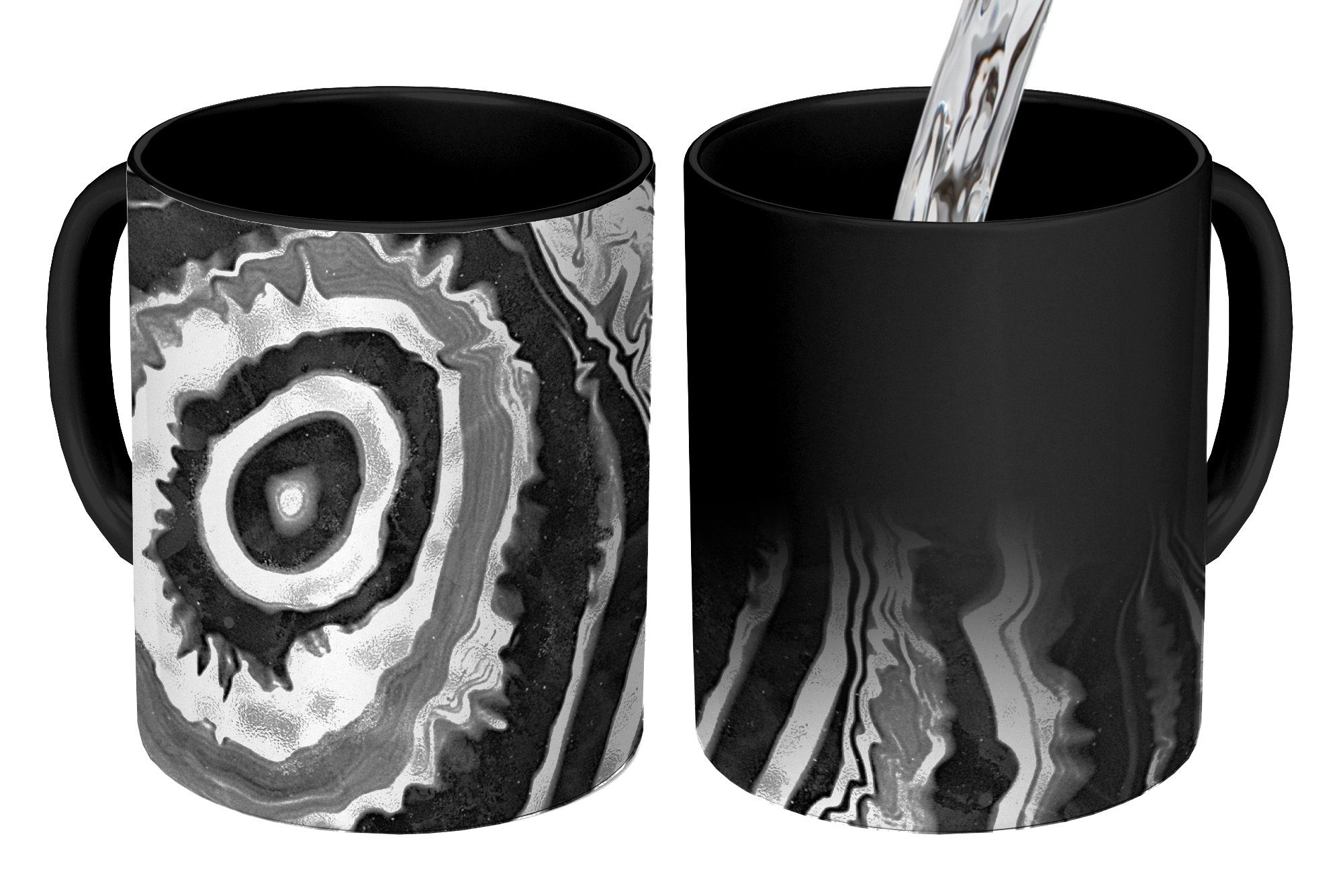 Keramik, Zaubertasse, Teetasse, Geschenk Kreis, - MuchoWow - Tasse Kaffeetassen, Grau Farbwechsel, Marmor