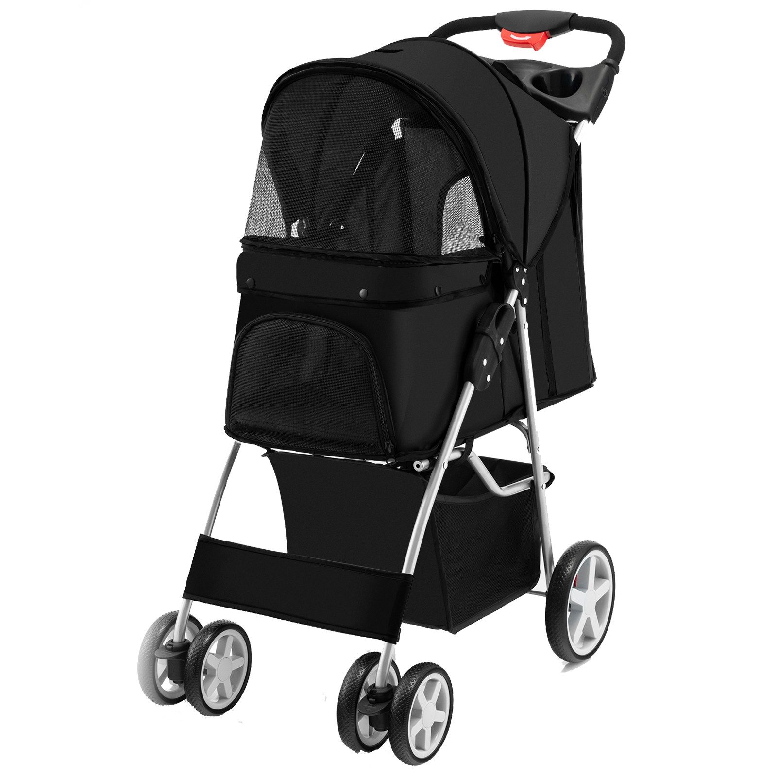 COSTWAY Hundebuggy Hundewagen, Tiertransportbox, mit Gitternetz, bis 15 kg