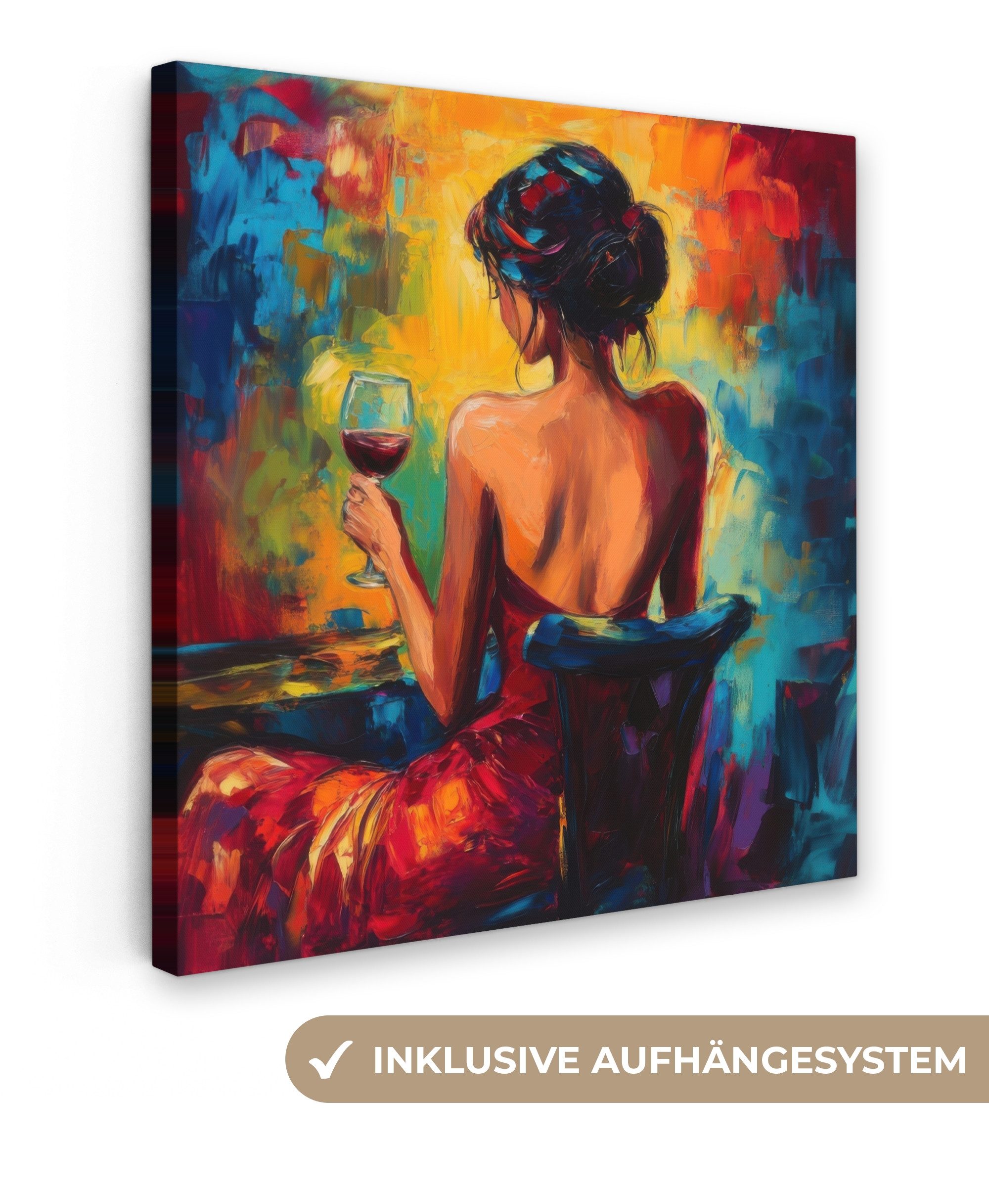 OneMillionCanvasses® Leinwandbild Wein - Frau - Stimmungsvoll - Farbenfroh, günstig online kaufen