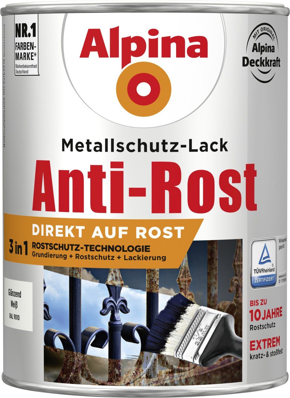 Alpina L 2,5 Alpina Metallschutz-Lack weiß Anti-Rost Metallschutzlack