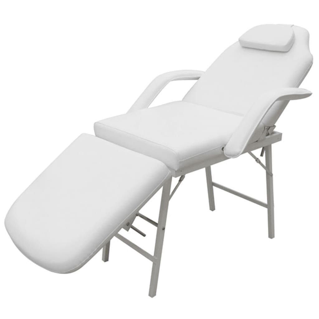 vidaXL Massagesessel Kosmetikstuhl Tragbar Kunstleder 185×78×76 cm Weiß | Steckdosen