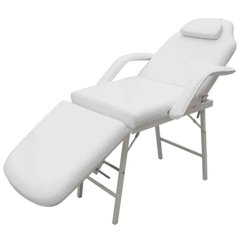 vidaXL Massagesessel Kosmetikstuhl Tragbar Kunstleder 185×78×76 cm Weiß