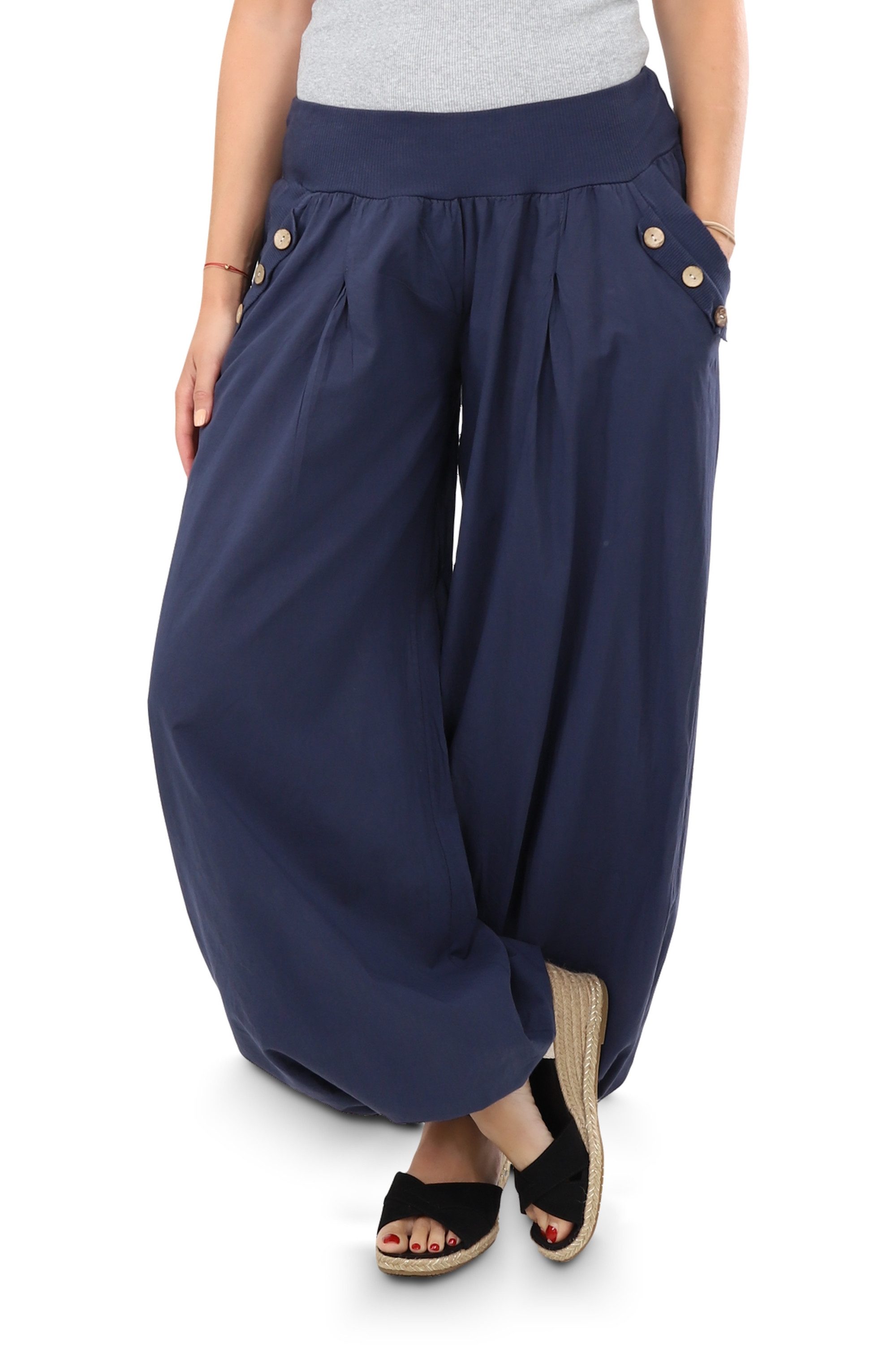 Haremshose malito Damen Pumphose mit Holzzierknöpfen 23245H