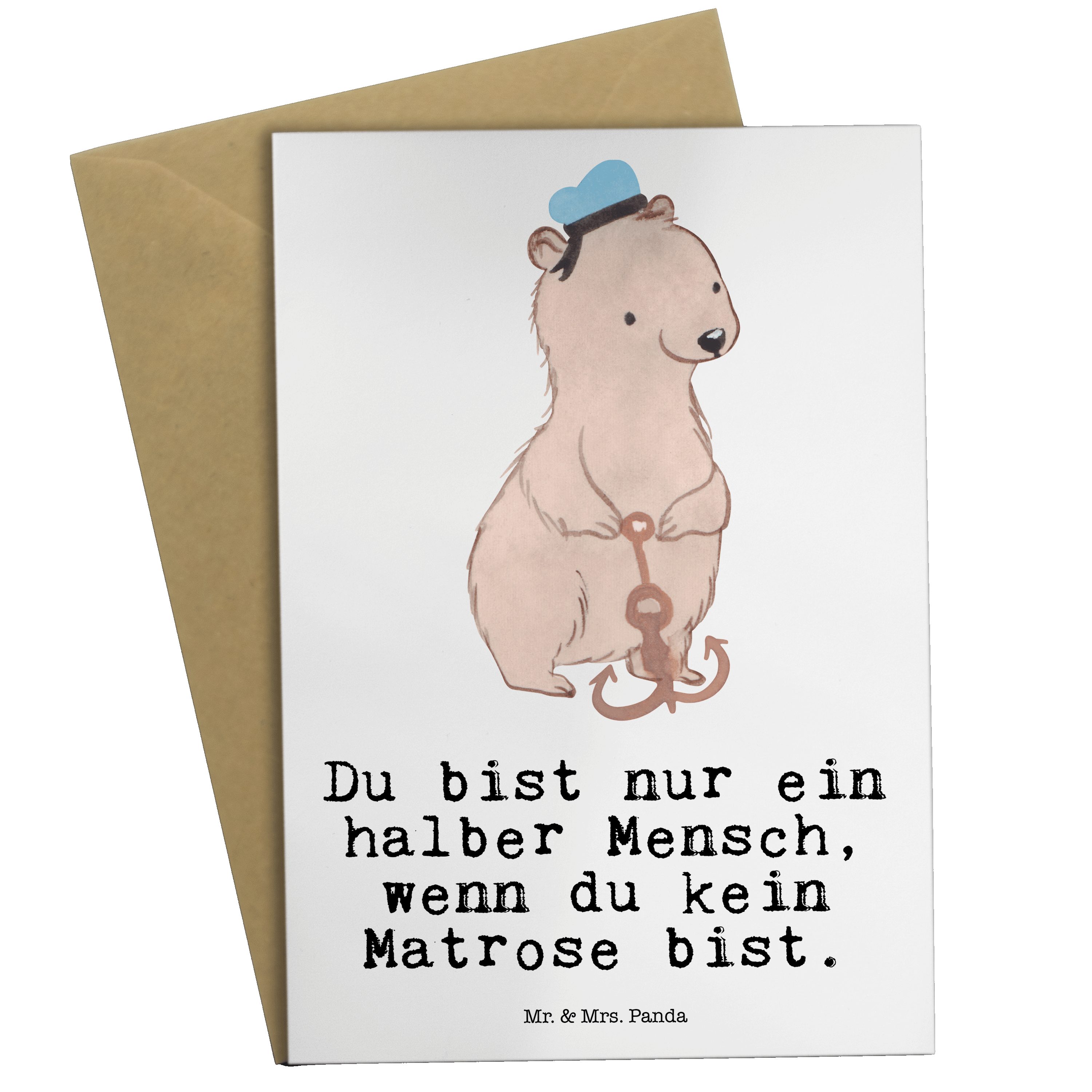 Mr. & Mrs. Panda Grußkarte Matrose mit Herz - Weiß - Geschenk, Schiff, Seeleute, Arbeitskollege