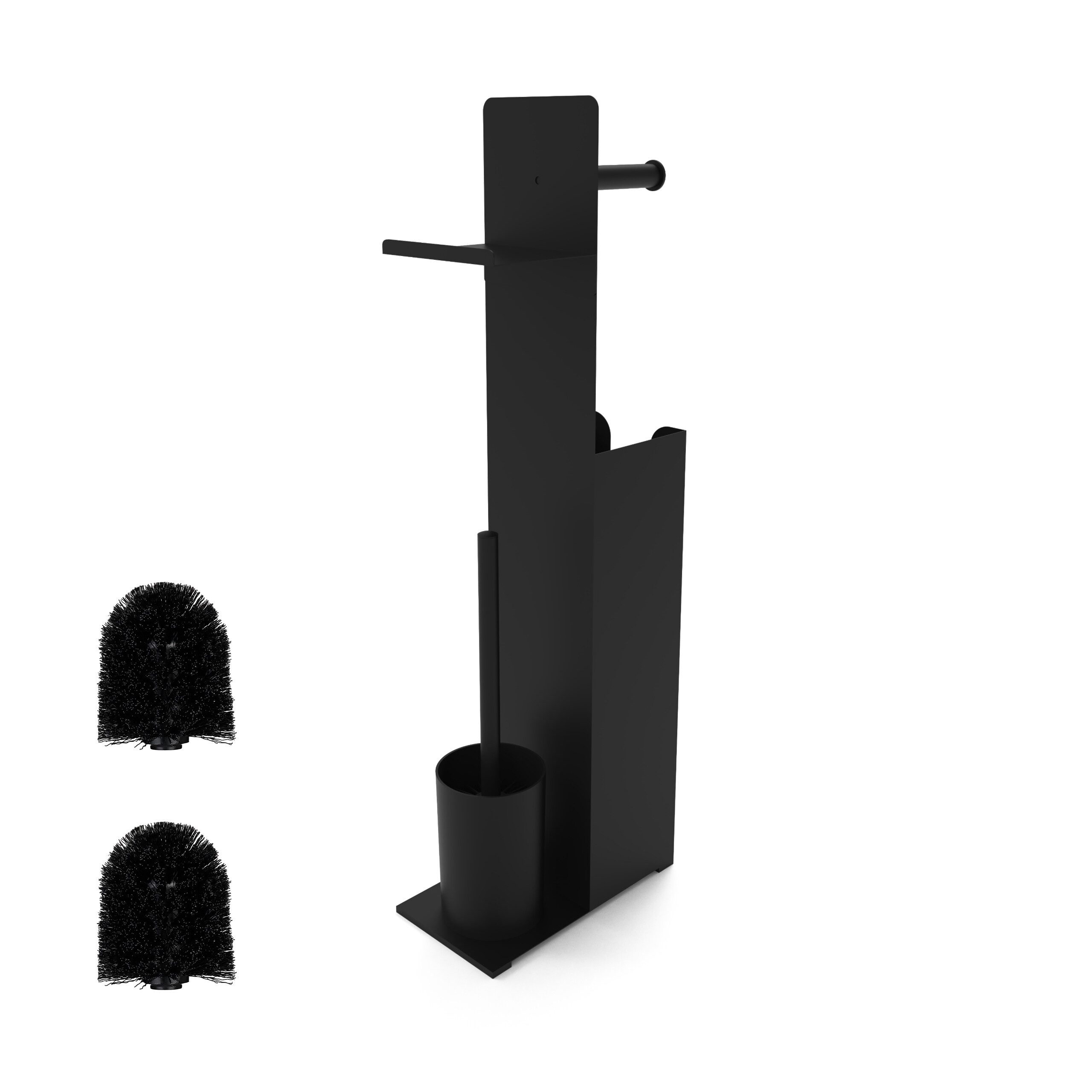 relaxdays WC-Garnitur mit Ersatzrollenhalt, schwarz günstig online kaufen