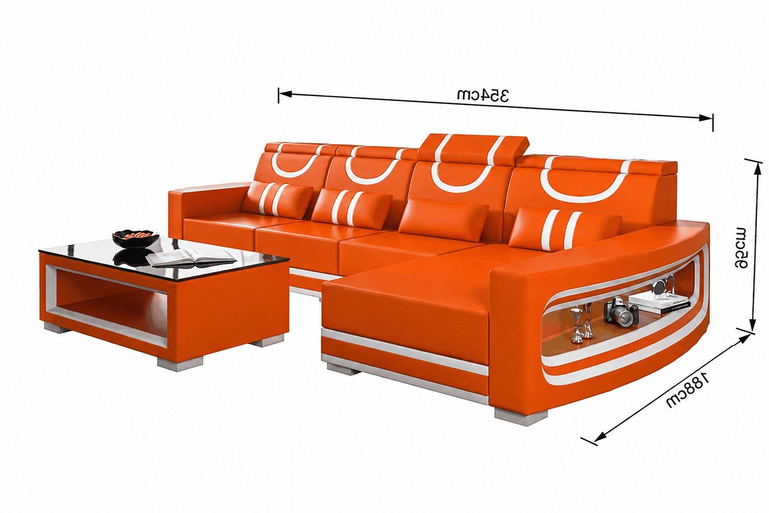 Xlmoebel Wohnlandschaft Weißes L-förmiges Ecksofa mit LED für modernes Wohnzimmer, 1 Teile, Made in Europa