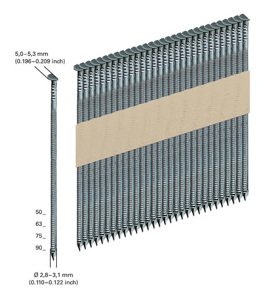 metabo Tackerklammer, Streifennägel, D34° papiergebunden 2,8 x 50 mm NK G12 Ring