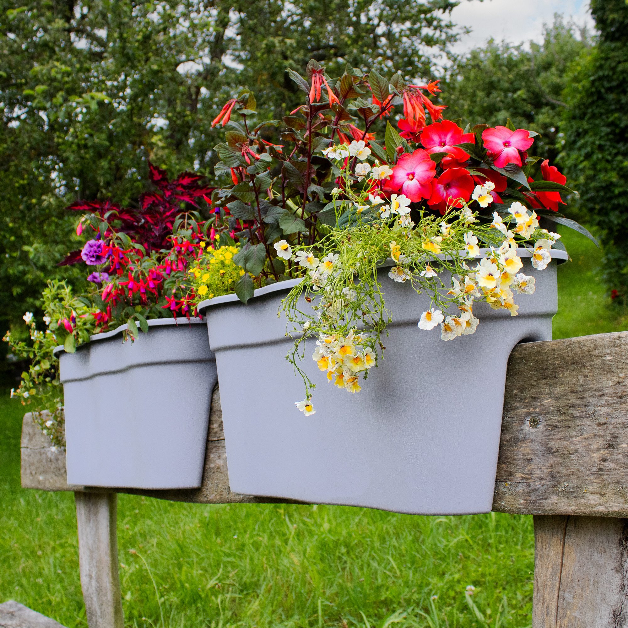 NYVI Blumenkasten Blumenkasten mit Halterung Flowerclip für Geländer XL