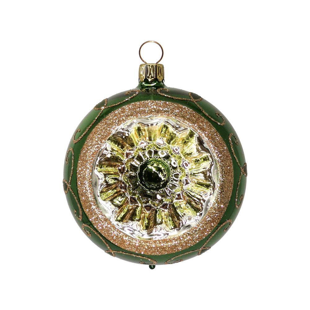 Schatzhauser Weihnachtsbaumkugel Reflexkugel Spitzenbordüre fichtengrün (1 günstig online kaufen