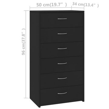 vidaXL Sideboard Sideboard mit 6 Schubladen Schwarz 50x34x96 cm Holzwerkstoff (1 St)