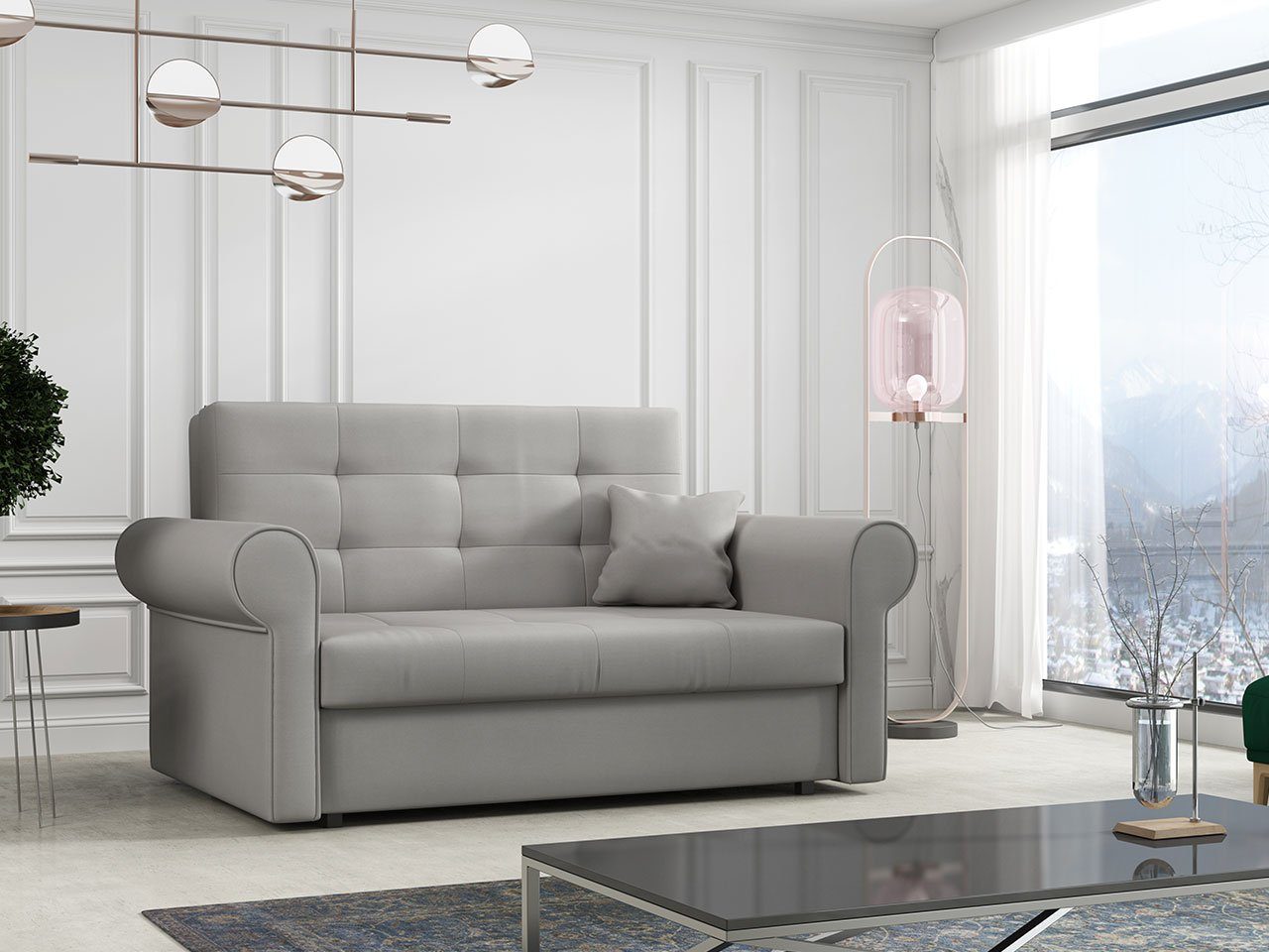 MIRJAN24 Schlafsofa Viva Silver II, 2 Sitzer Polstersofa mit Schlaffunktion Mono 244