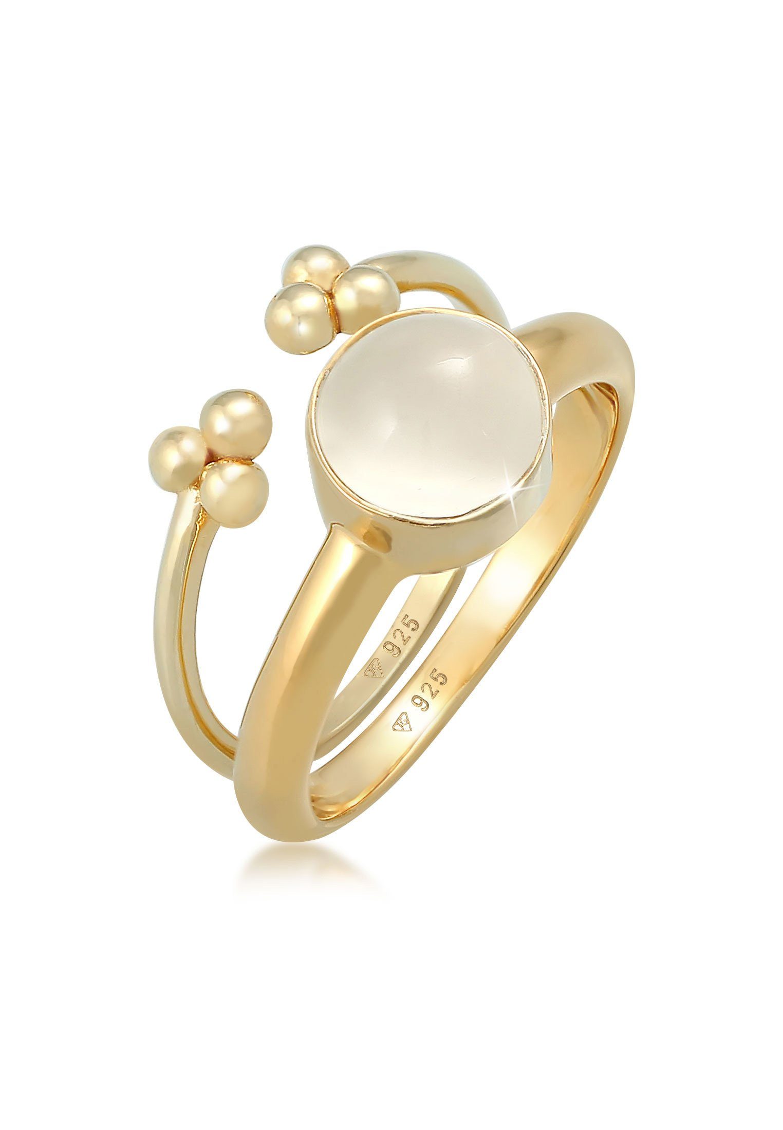 Elli Premium Solitärring Mondstein Rund Kugel 2er Set 925 Silber günstig online kaufen