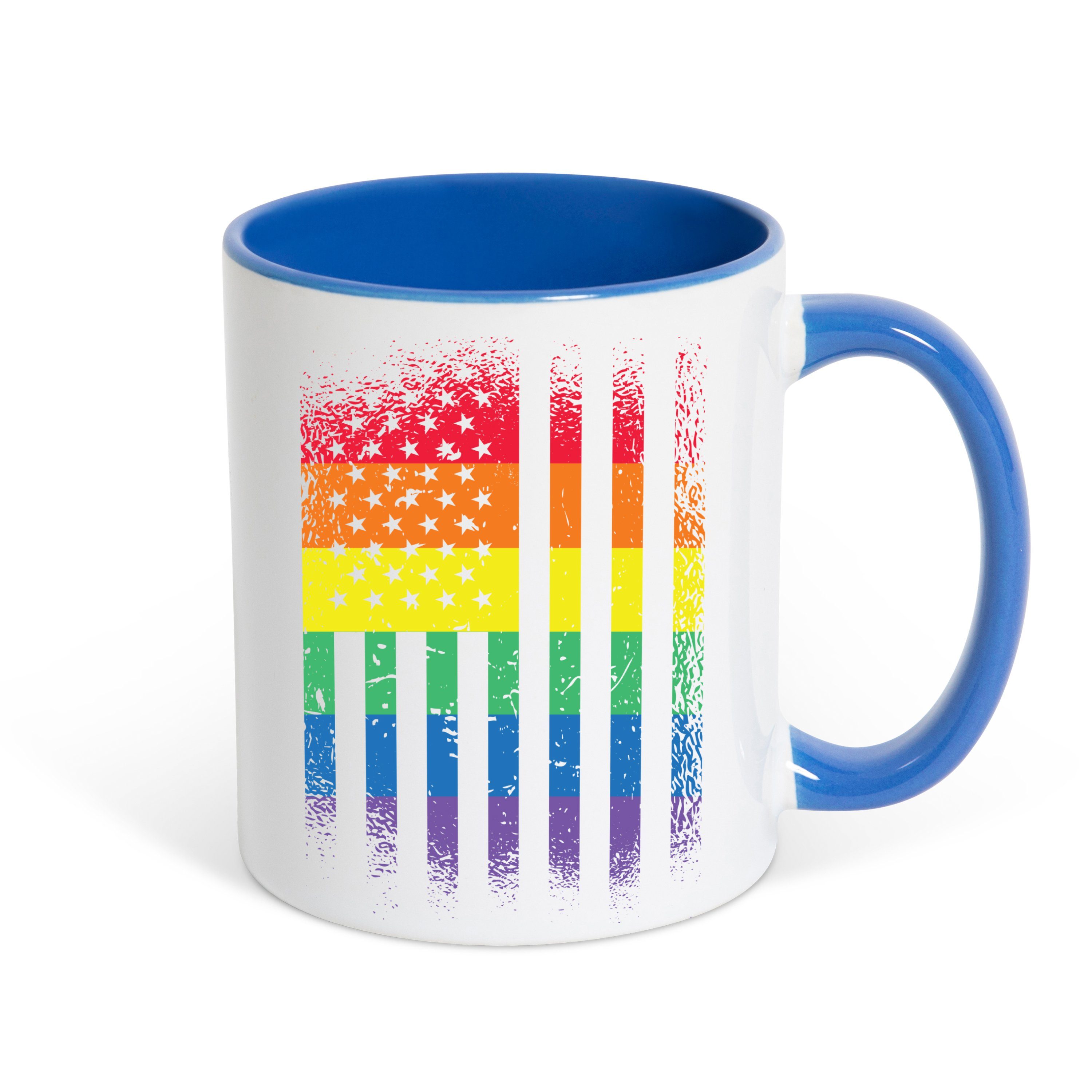 Youth Designz Tasse Amerika Flagge Pride Kaffeetasse Geschenk, Keramik, mit modischem Print Weiss/Royal