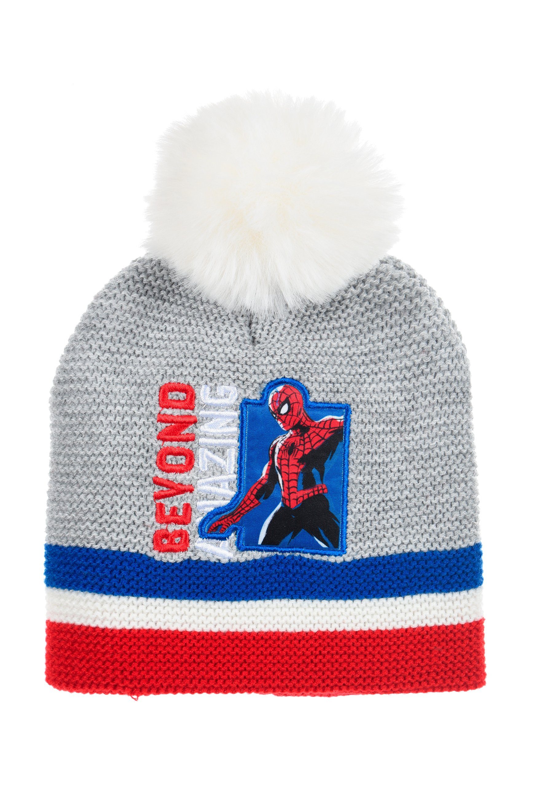 Spiderman Bommelmütze Kinder Jungen Strickmützte Winter-Bommel-Mütze