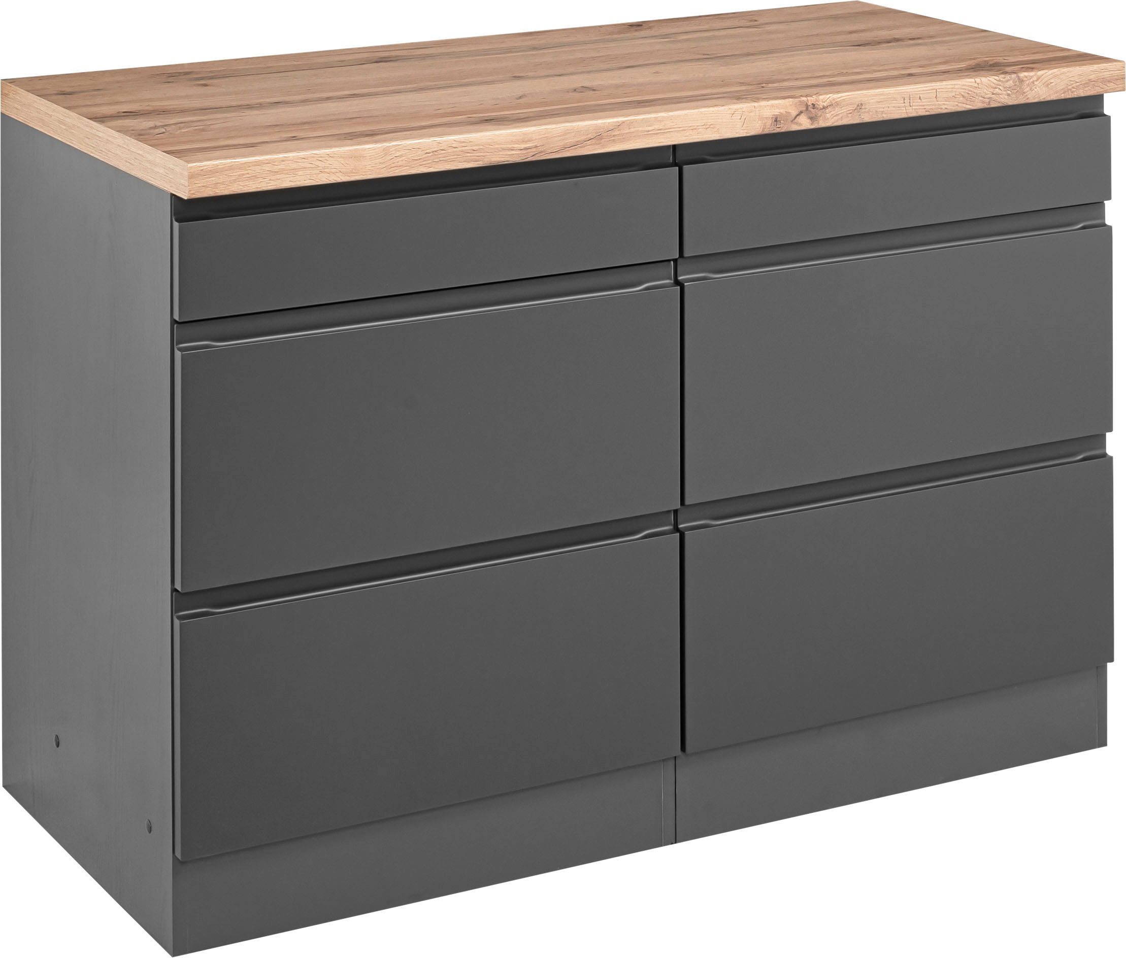 Kochstation Unterschrank KS-Bruneck >>Bruneck<< 120 cm breit, für viel Stauraum, hochwertige MDF-Fronten