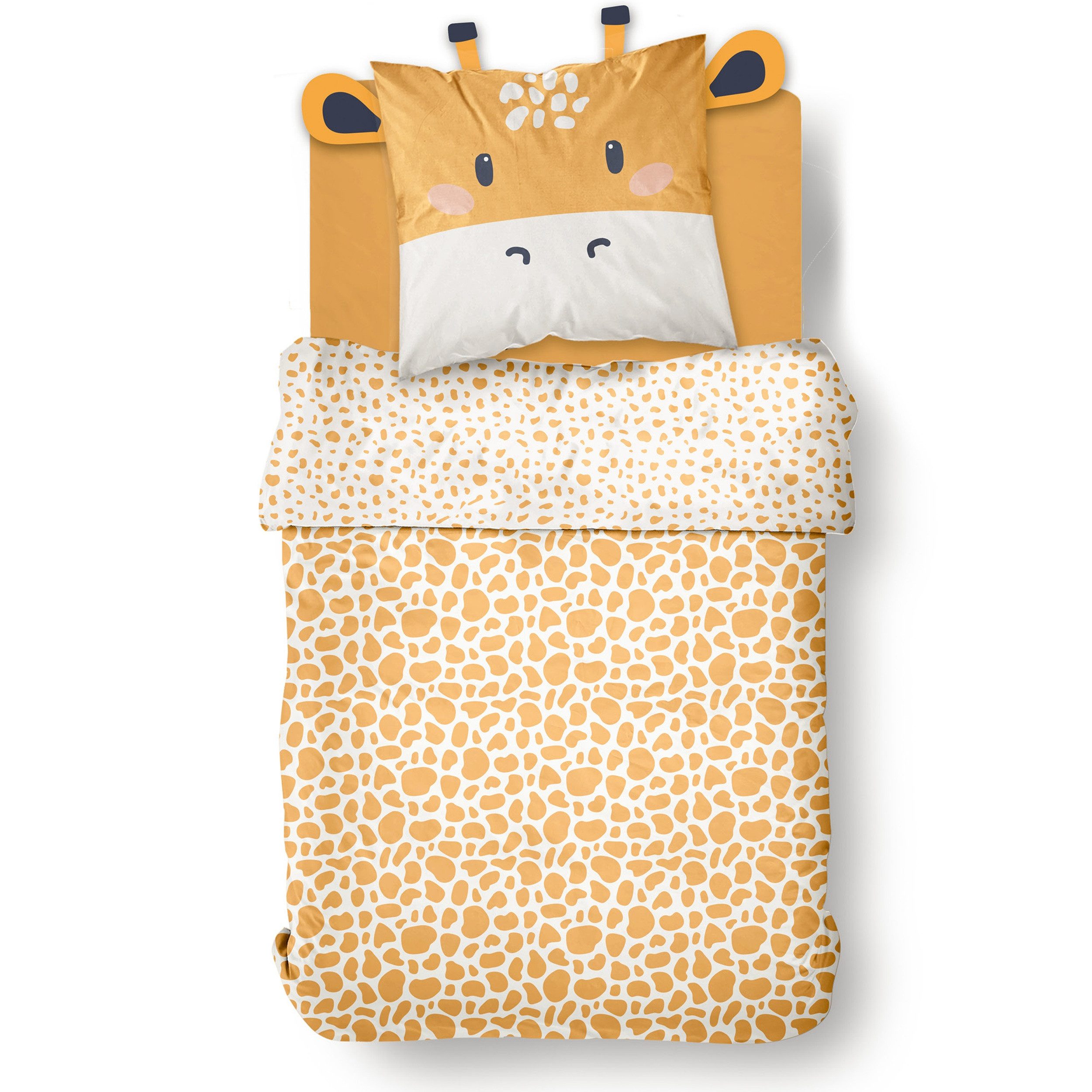 Familando Kinderbettwäsche Gelbe Giraffe 135x200 80x80 cm aus 100% Baumwoll günstig online kaufen