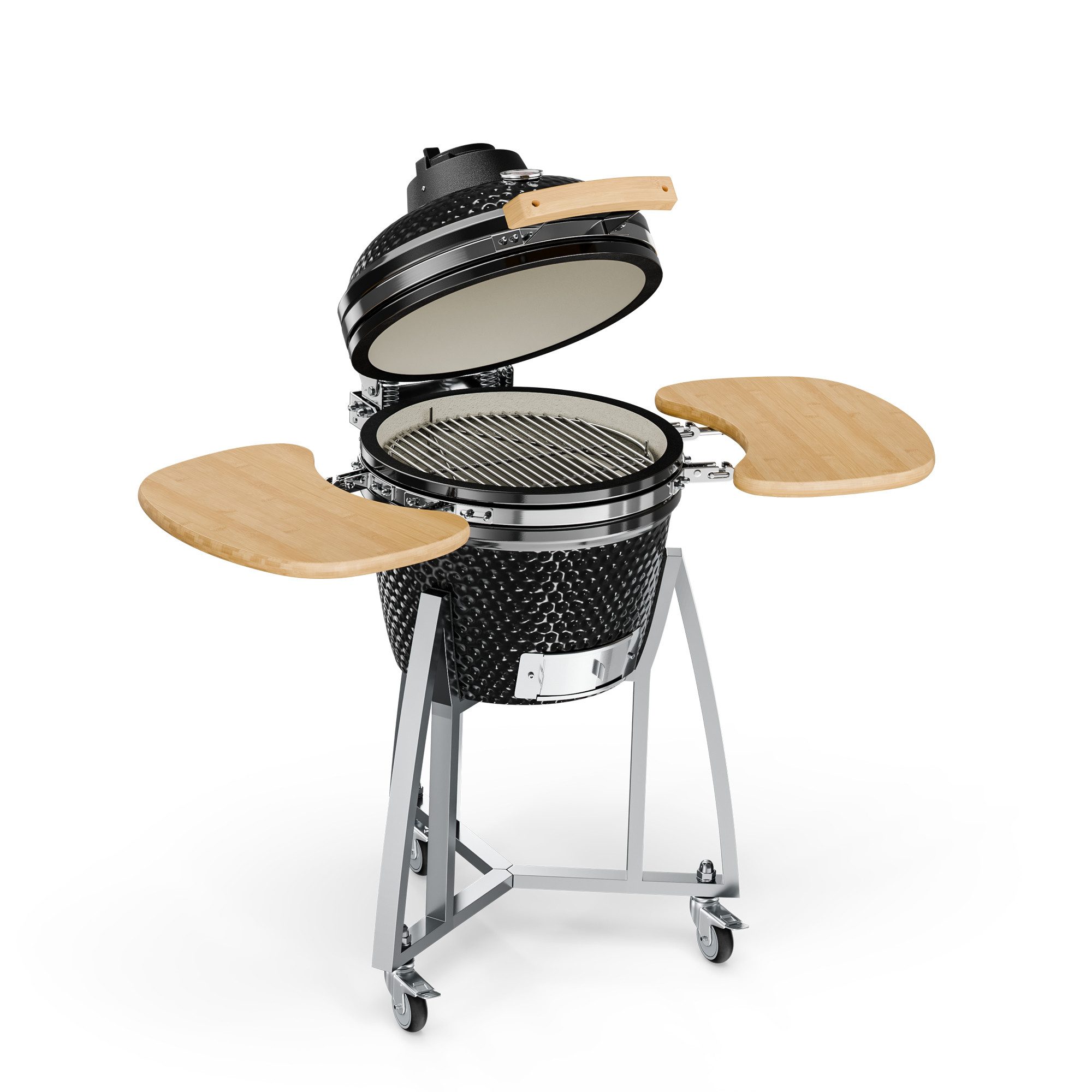 Klarstein Holzkohlegrill Queensize, Outdoor Grill BBQ Räuchern Backen Edelstahl Mobil