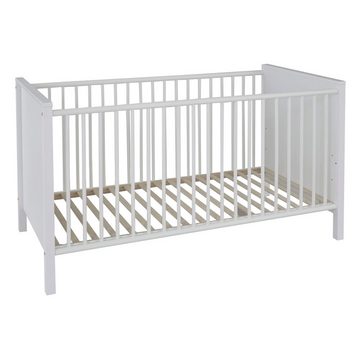 Lomadox Babyzimmer-Komplettset OLOT-19, (2-St), Kleiderschrank mit Gitterbett Liegefläche 70x140 cm in weiß