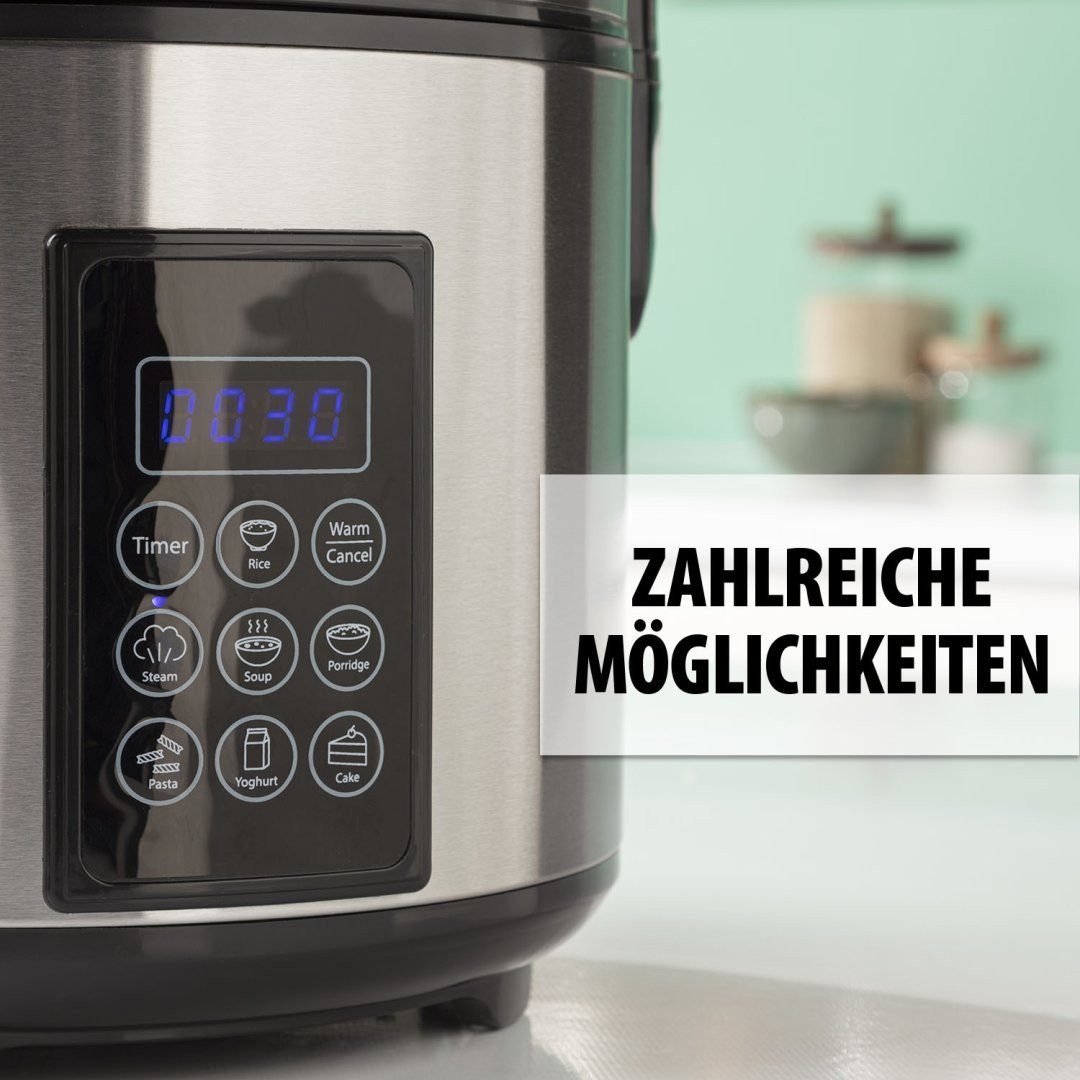 Tristar Reiskocher Tristar RK-6138 Digitaler Reiskocher und Dampfgarer - 2,2 L Fassungsve, 900 W, 2.2 l Kapazität - Warmhaltefunktion bis 24 h