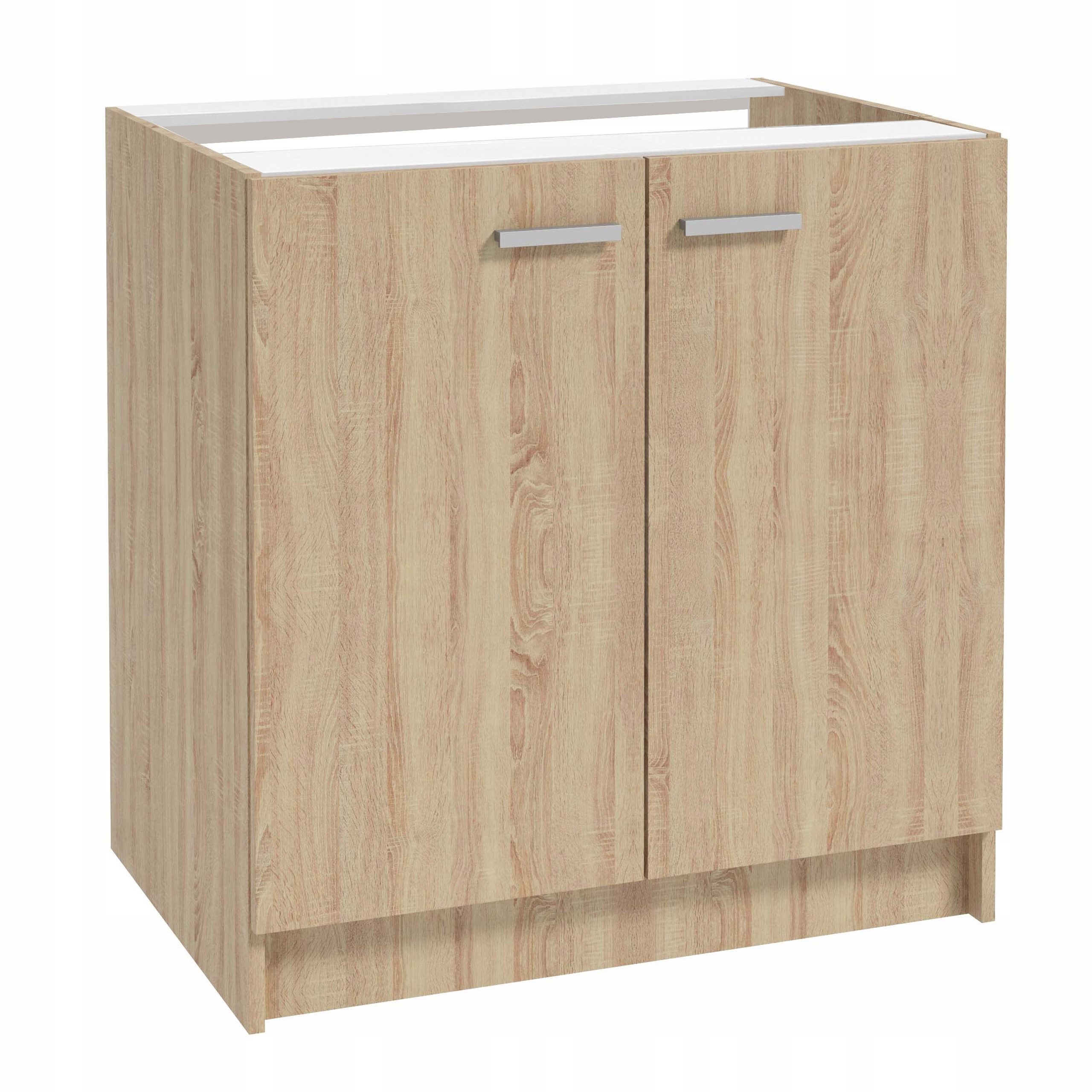 STAMAR Spülenschrank 80 cm Eiche Sonoma 2 Türen 82 cm hoch (Unterschrank Küche kompakt platzsparend Holzoptik Laminat, 1-St., 80x82x49 cm Sperrholz 16 mm verchromte Griffe Montagezubehör) sofort einsatzbereit robust pflegeleicht zeitlos langlebig