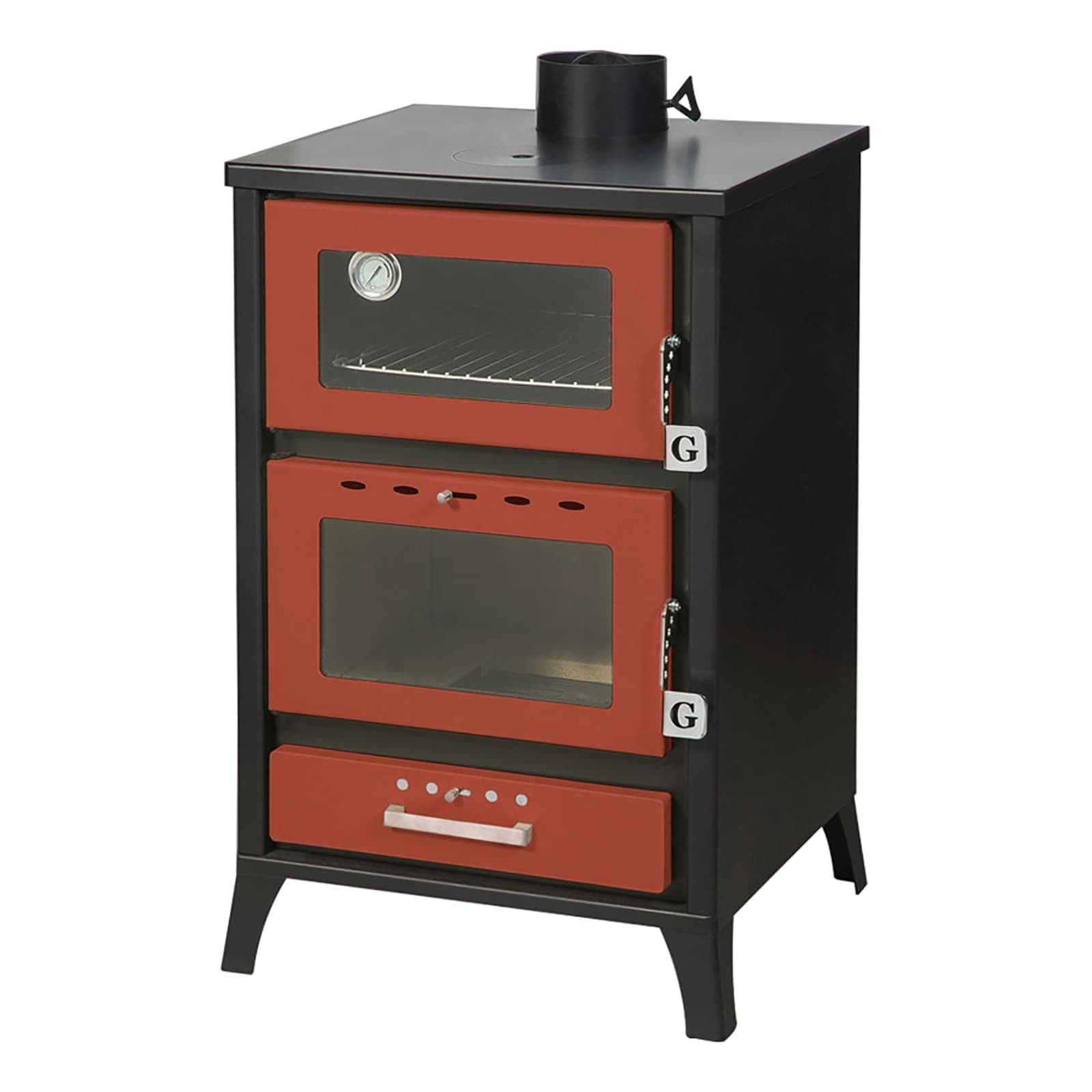 Gekas Kaminofen Holzofen mit Pizzafach / Backfach mit 22 kW, 120 bis 200m² Wohnfläche, 22 kW, Holzöfen, Kaminöfen, (große Räume, MG 500), Stahl