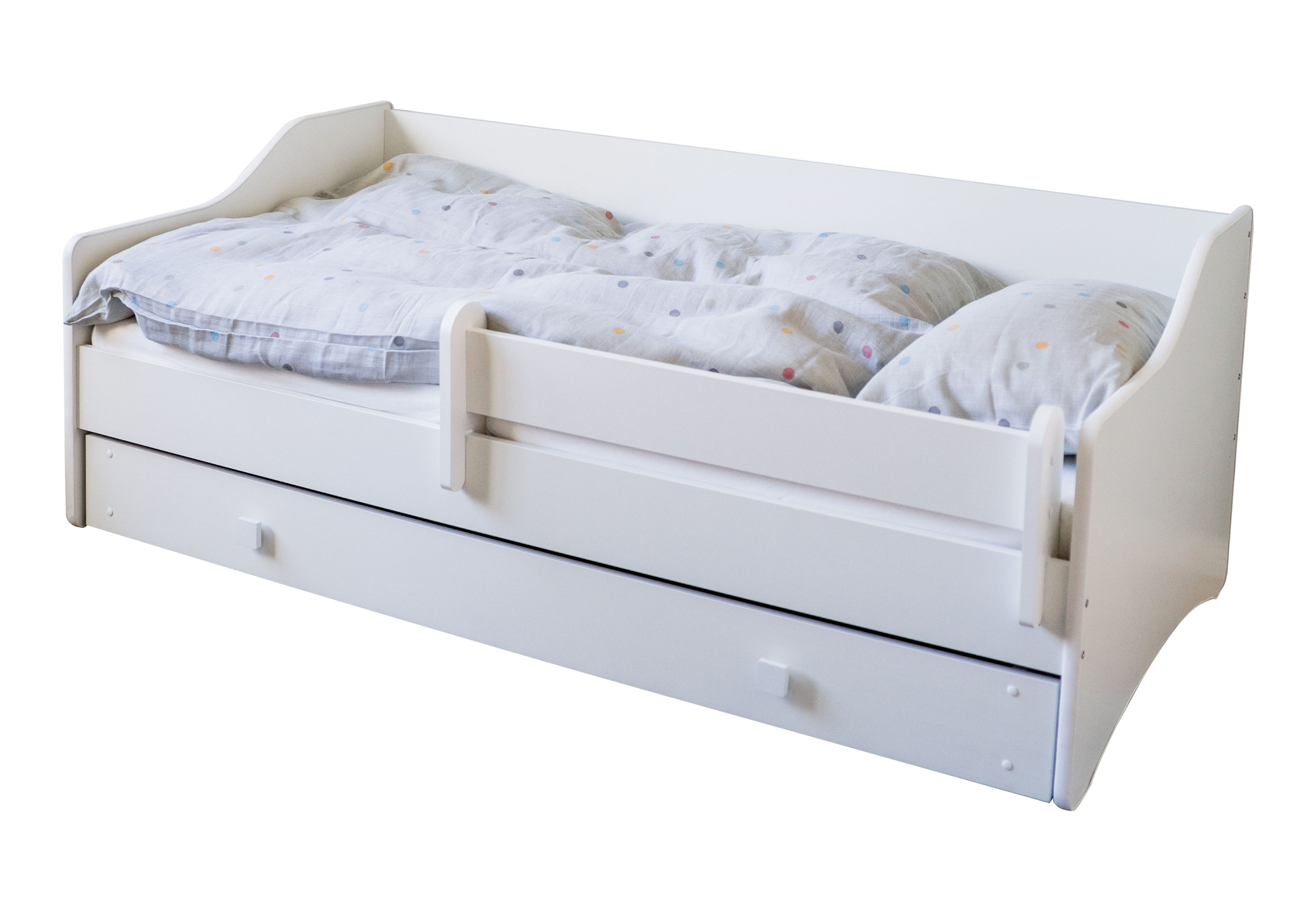 Kids Collective Kinderbett Jugendbett 80x160 80x180 cm mit Matratze, Schublade & Rausfallschutz, 180 x 80 cm, mit punktelastischer Matratze mit Kokos-Naturfaser