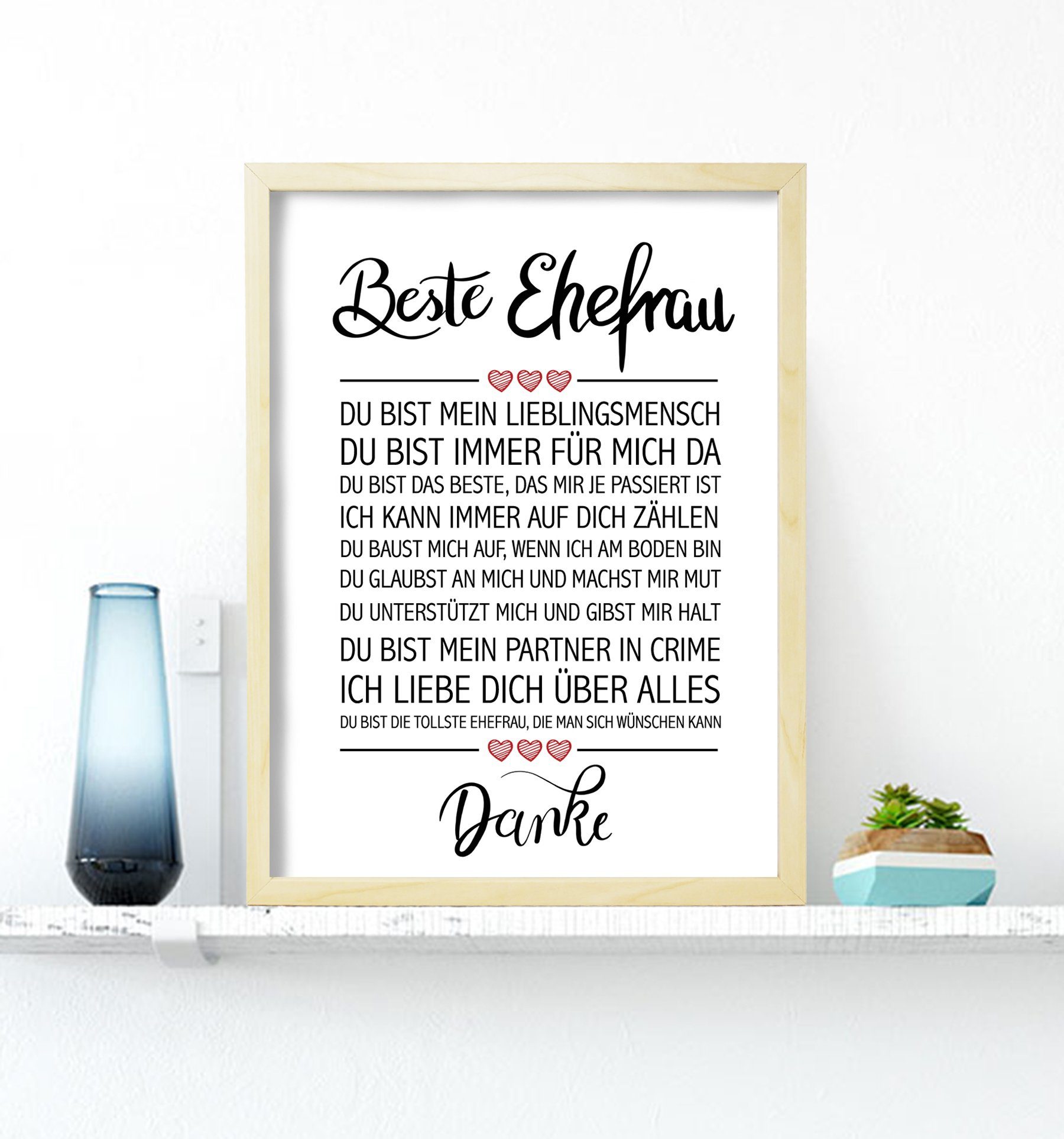 Close Up Плакат Beste Ehefrau gerahmter Kunstdruck kieferfarben