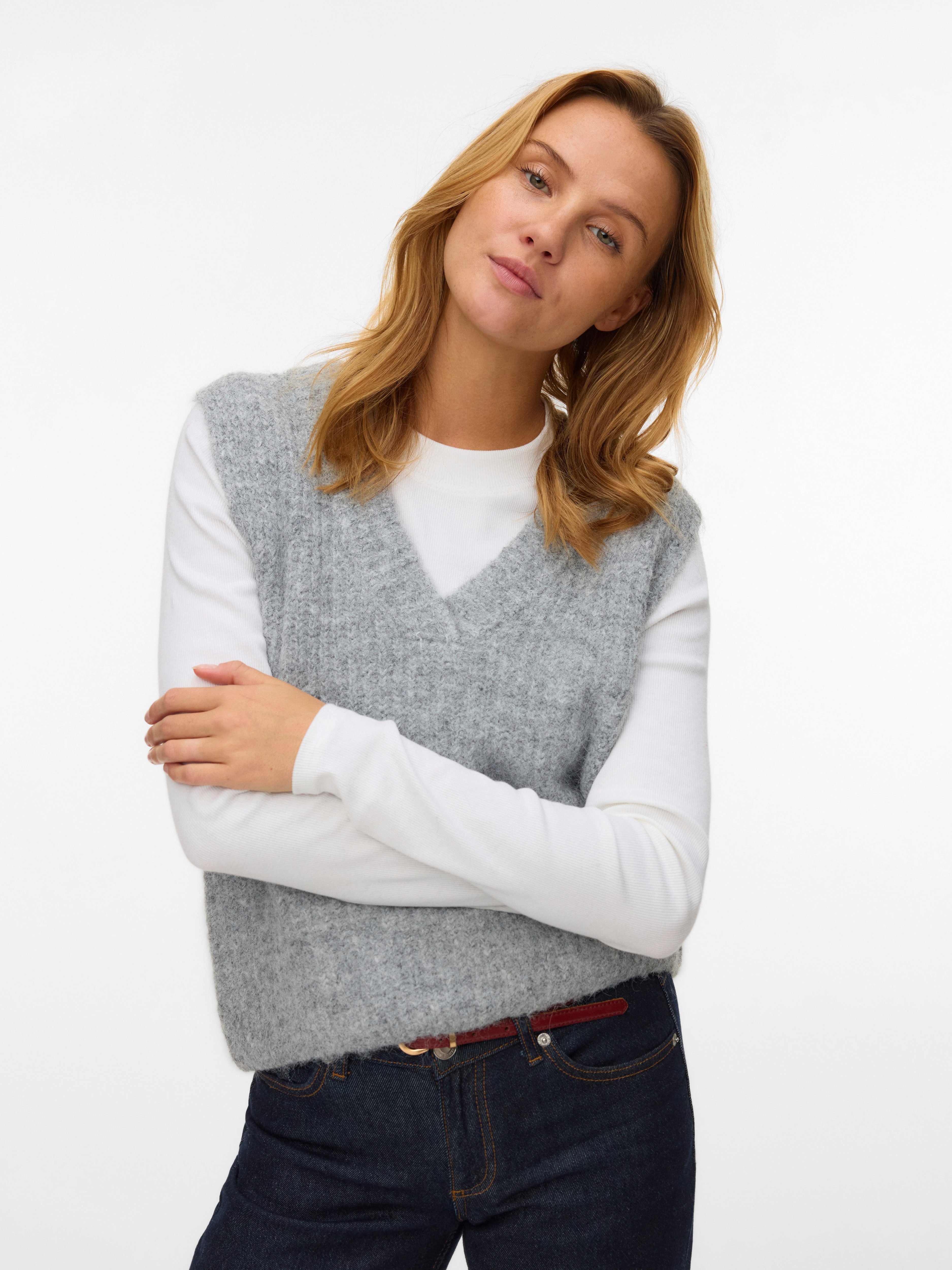 Vero Moda Pullunder VMNOVAH RIB SL V-NECK VEST NOOS günstig online kaufen