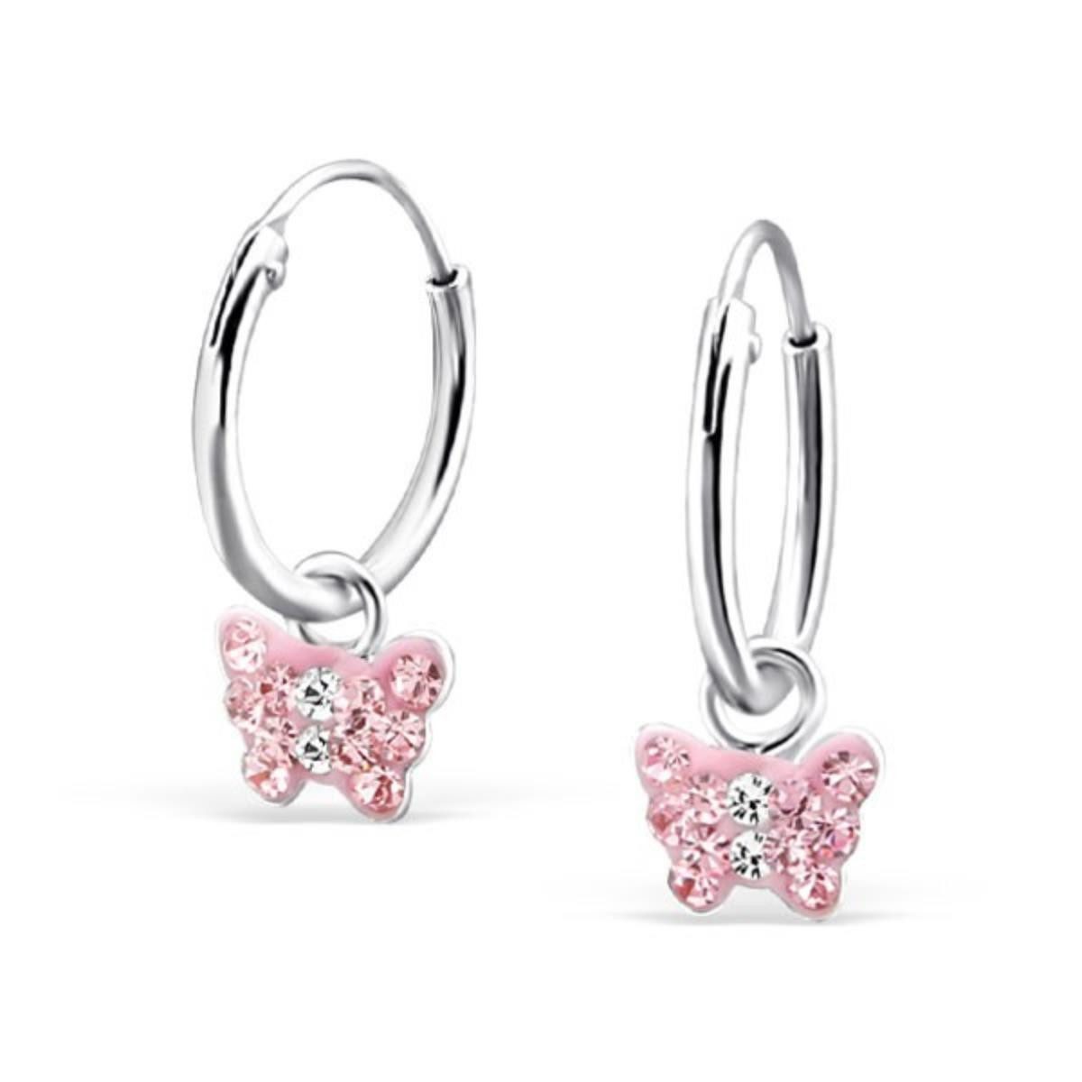 Order & Smile Schmuck Paar Ohrhänger Kinder Creolen: Mädchen Ohrringe Silber „Schmetterling“