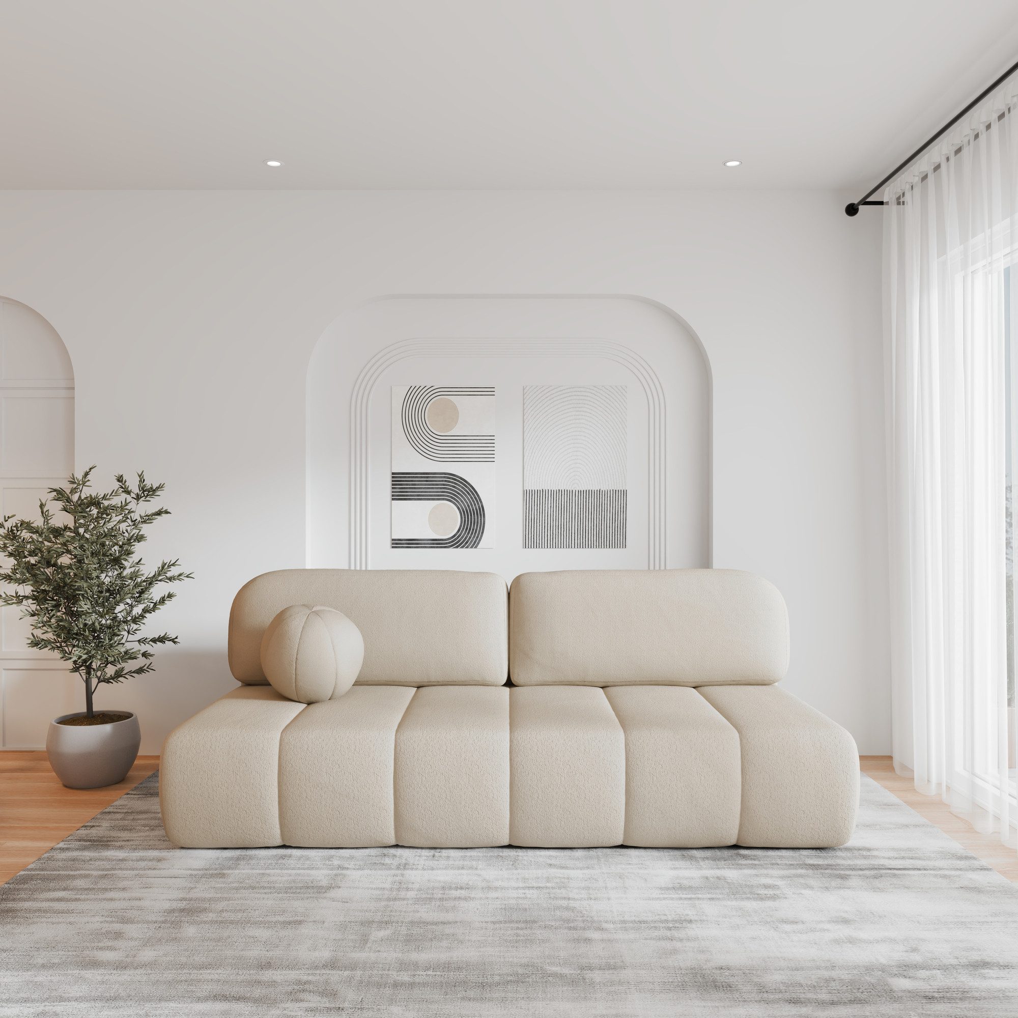 MOEBLO Sofa Fluffy aus Bouclé, Bequemes günstig online kaufen