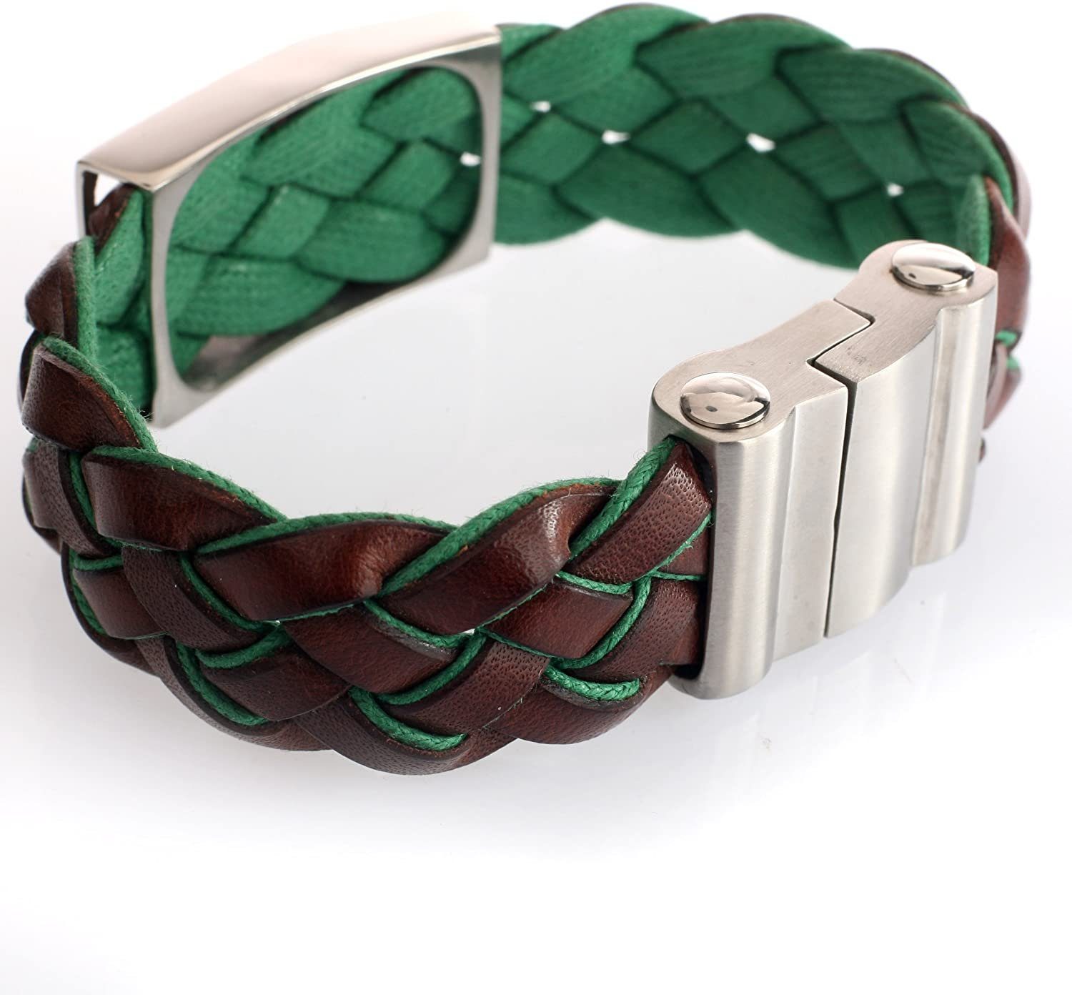 Karisma Lederarmband Karisma Unisex - Grün Armband Breite Braun mit Farbe BG174.10.BW.GR-22cm Platte 20mm - und Leder